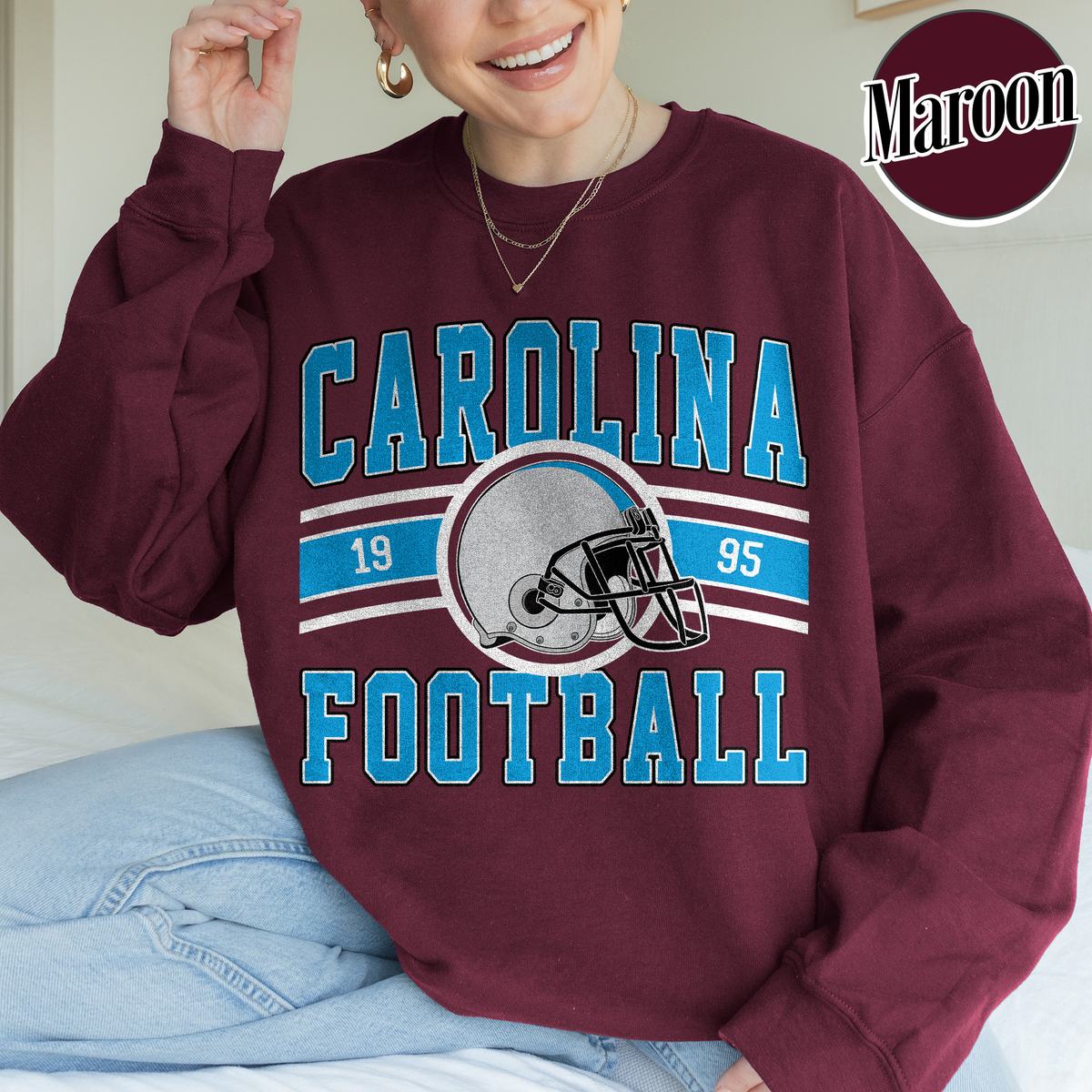 Unisex Carolina football vintage crewneck sweatshirt for men and women