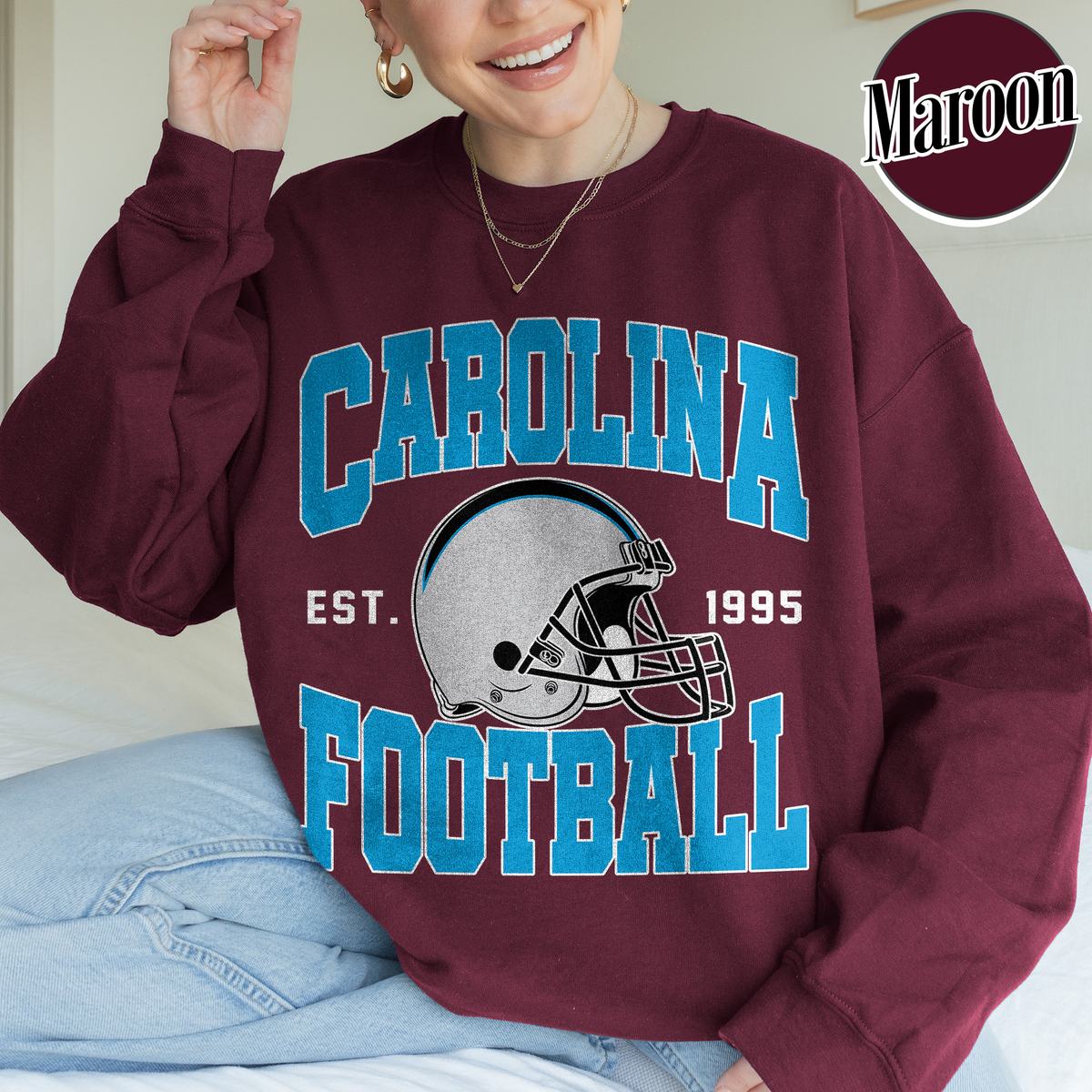 Unisex Carolina football vintage crewneck sweatshirt for men and women