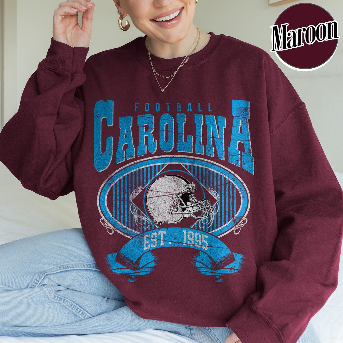 Unisex Carolina football vintage crewneck sweatshirt for men and women