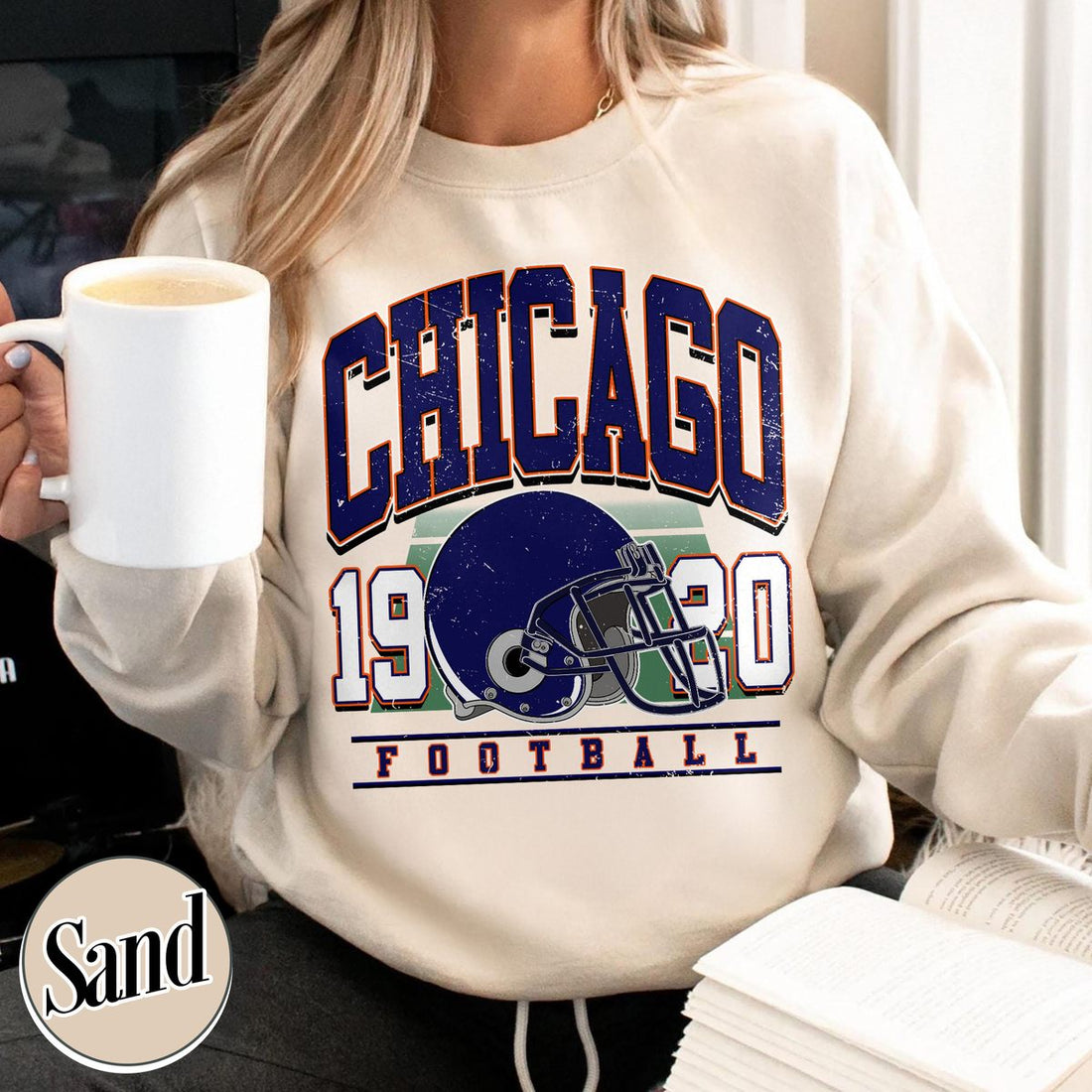 Unisex Chicago football vintage crewneck sweatshirt for men and women