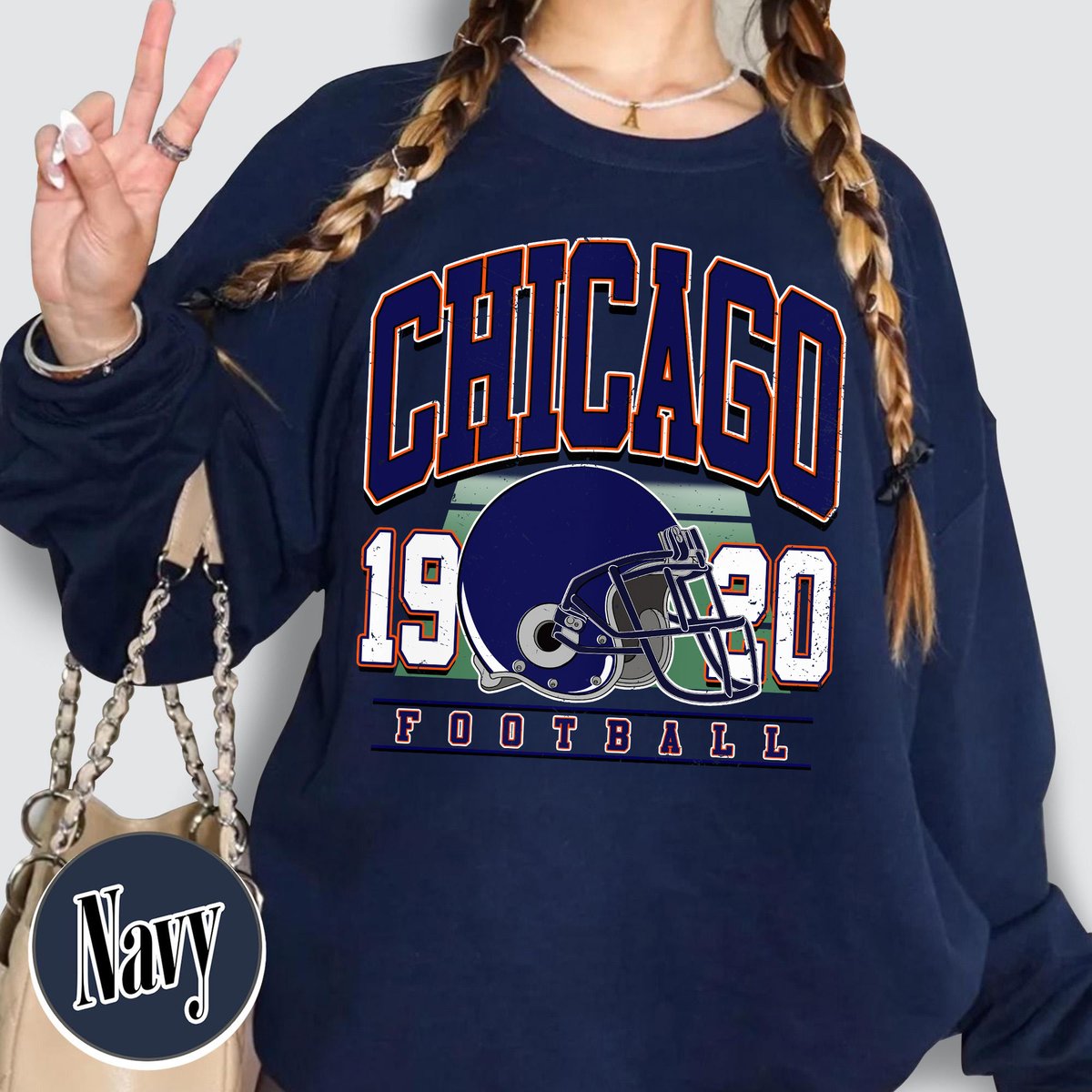 Unisex Chicago football vintage crewneck sweatshirt for men and women