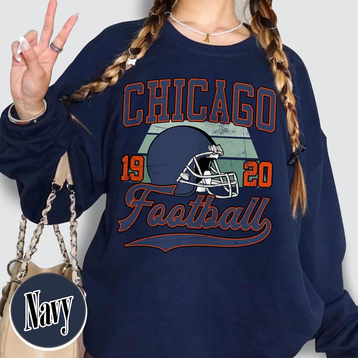Unisex Chicago football vintage crewneck sweatshirt for men and women