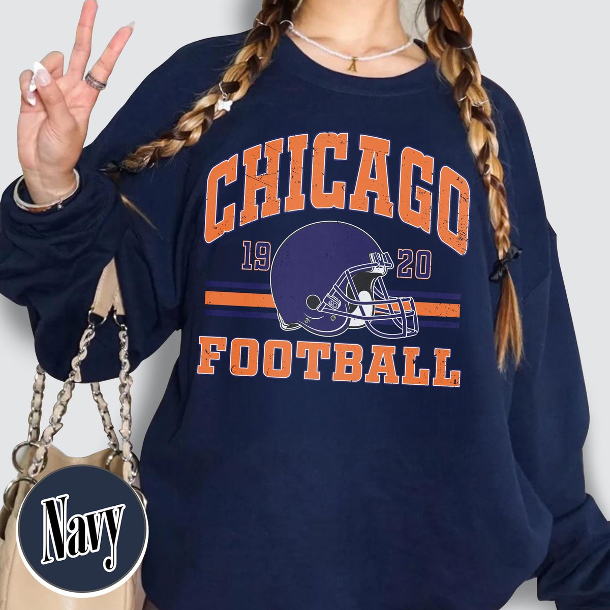 Unisex Chicago football vintage crewneck sweatshirt for men and women