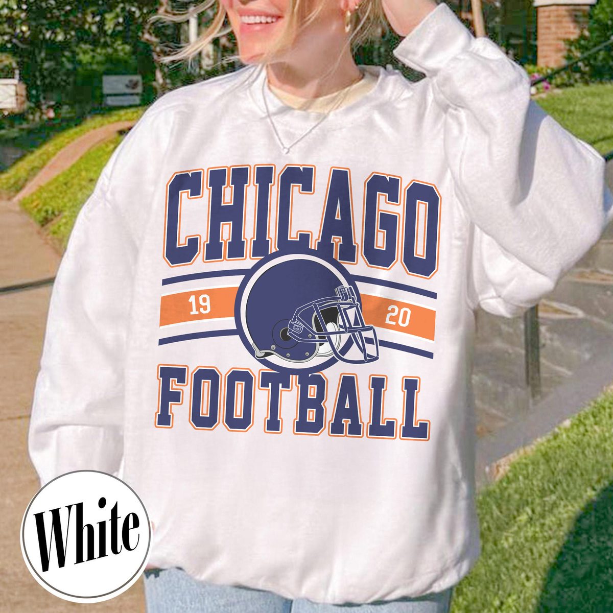 Unisex Chicago football vintage crewneck sweatshirt for men and women