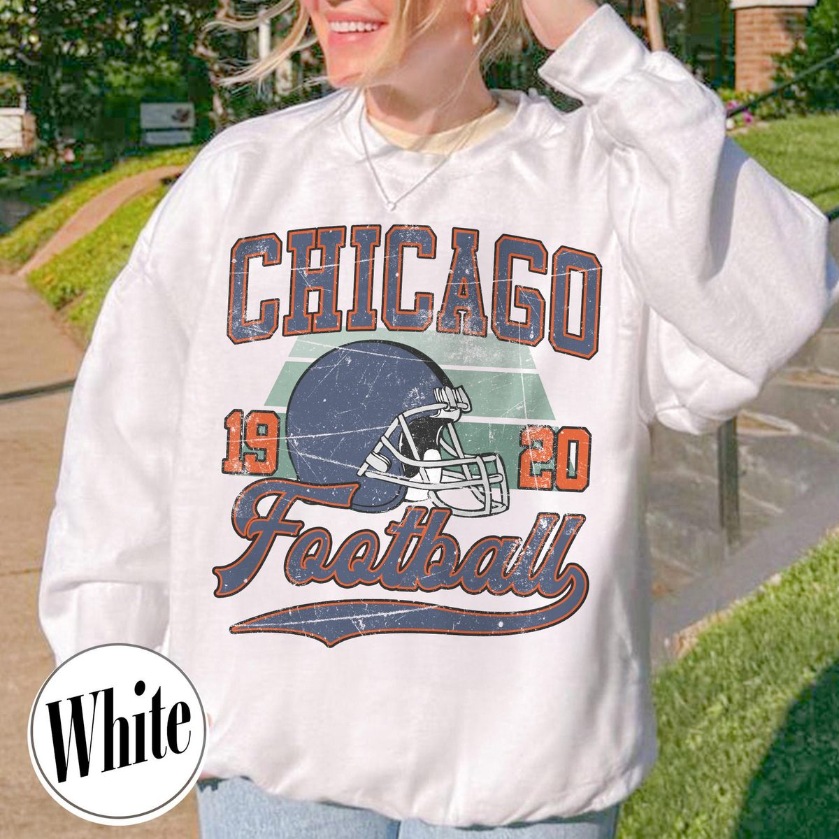 Unisex Chicago football vintage crewneck sweatshirt for men and women