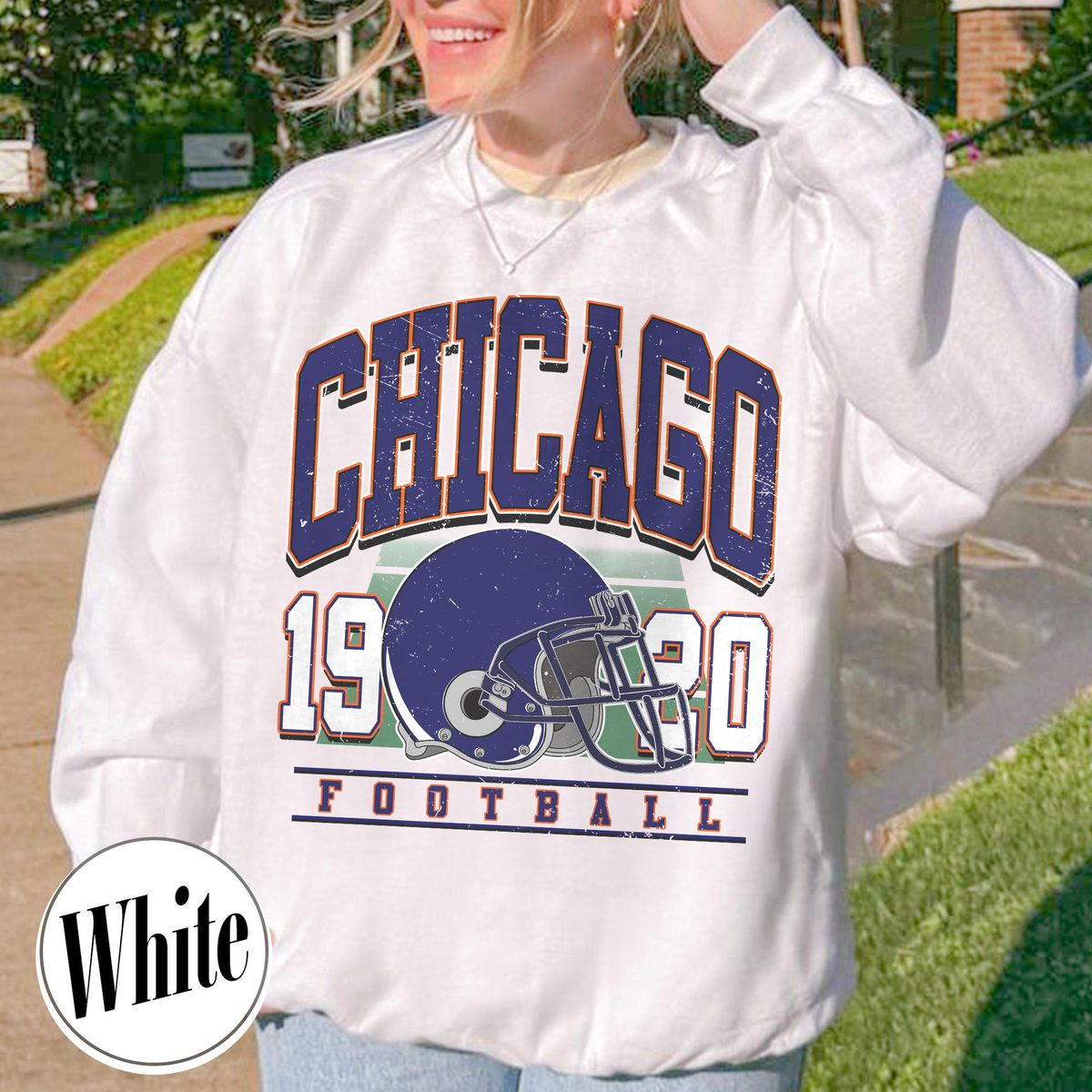 Unisex Chicago football vintage crewneck sweatshirt for men and women