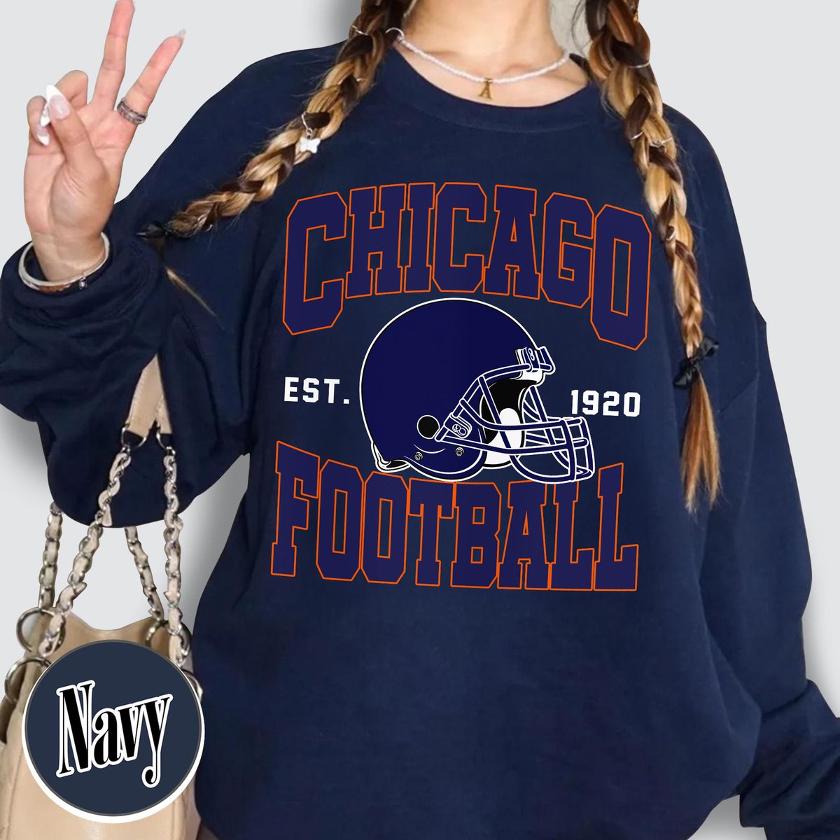 Unisex Chicago football vintage crewneck sweatshirt for men and women