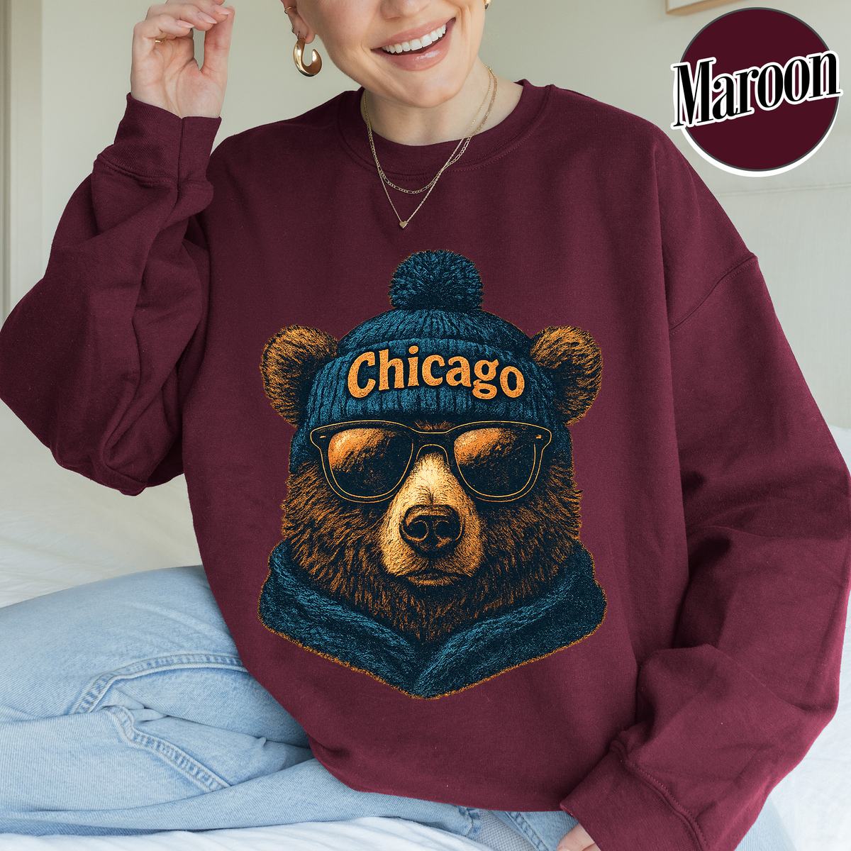 Unisex Chicago football vintage crewneck sweatshirt for men and women