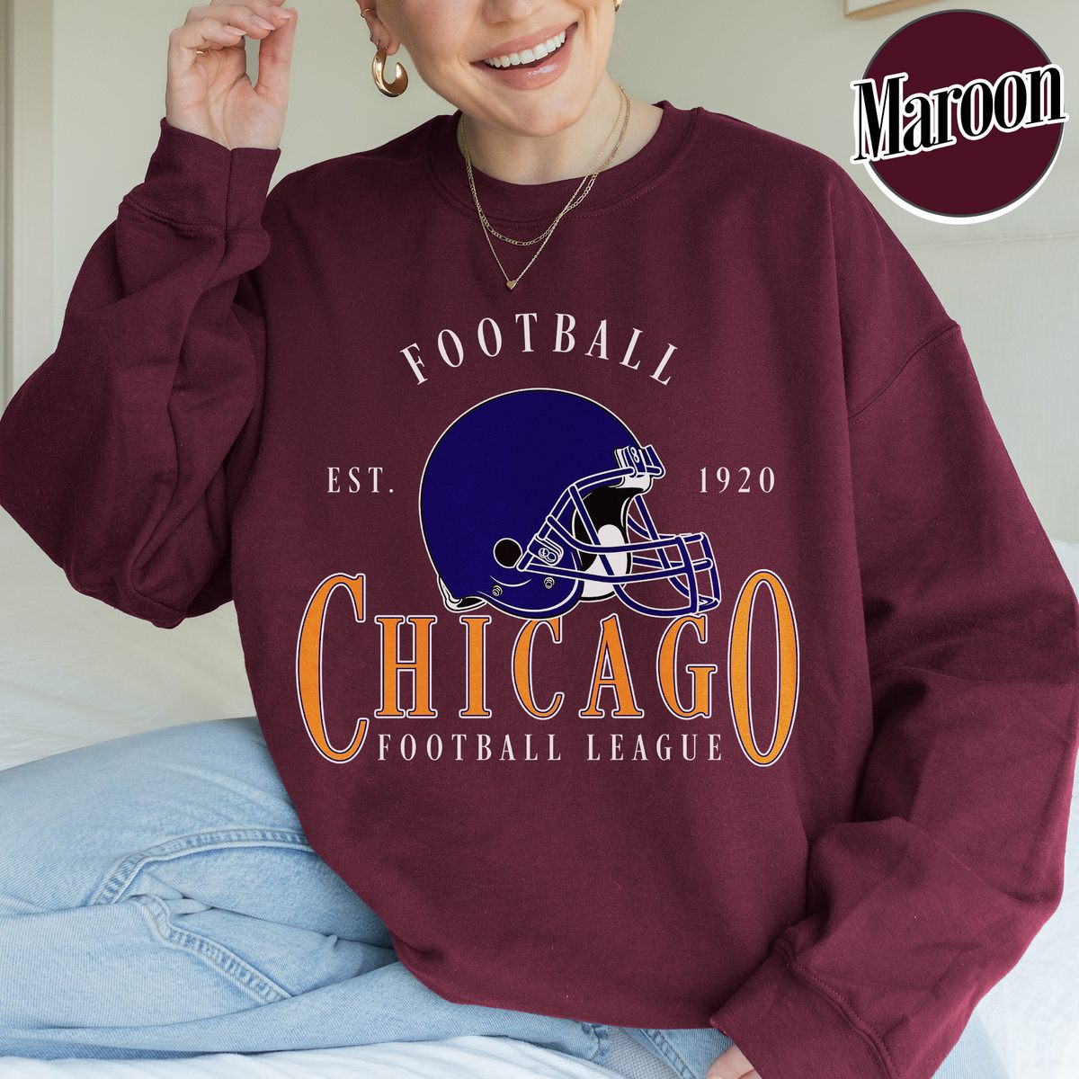 Unisex Chicago football vintage crewneck sweatshirt for men and women
