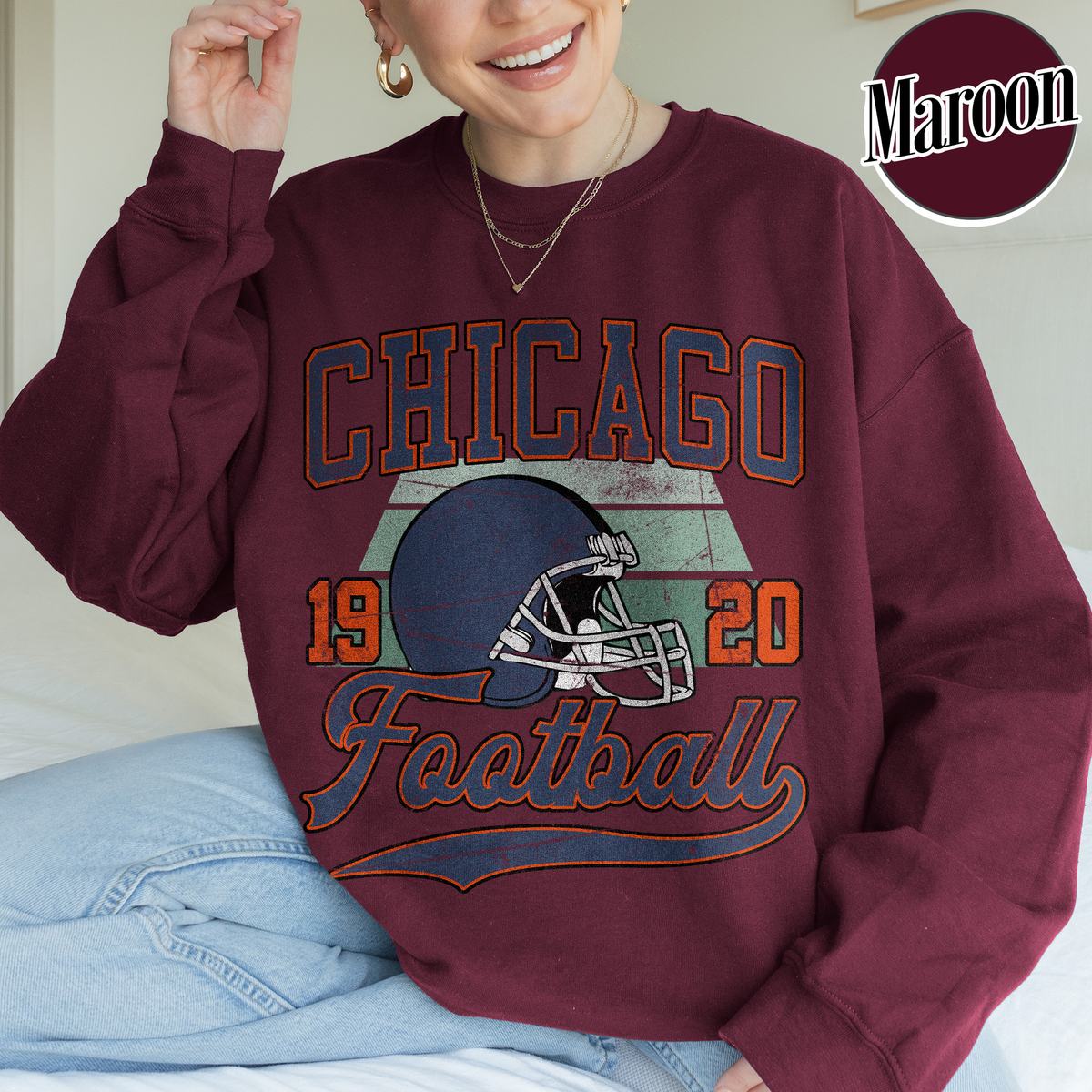 Unisex Chicago football vintage crewneck sweatshirt for men and women