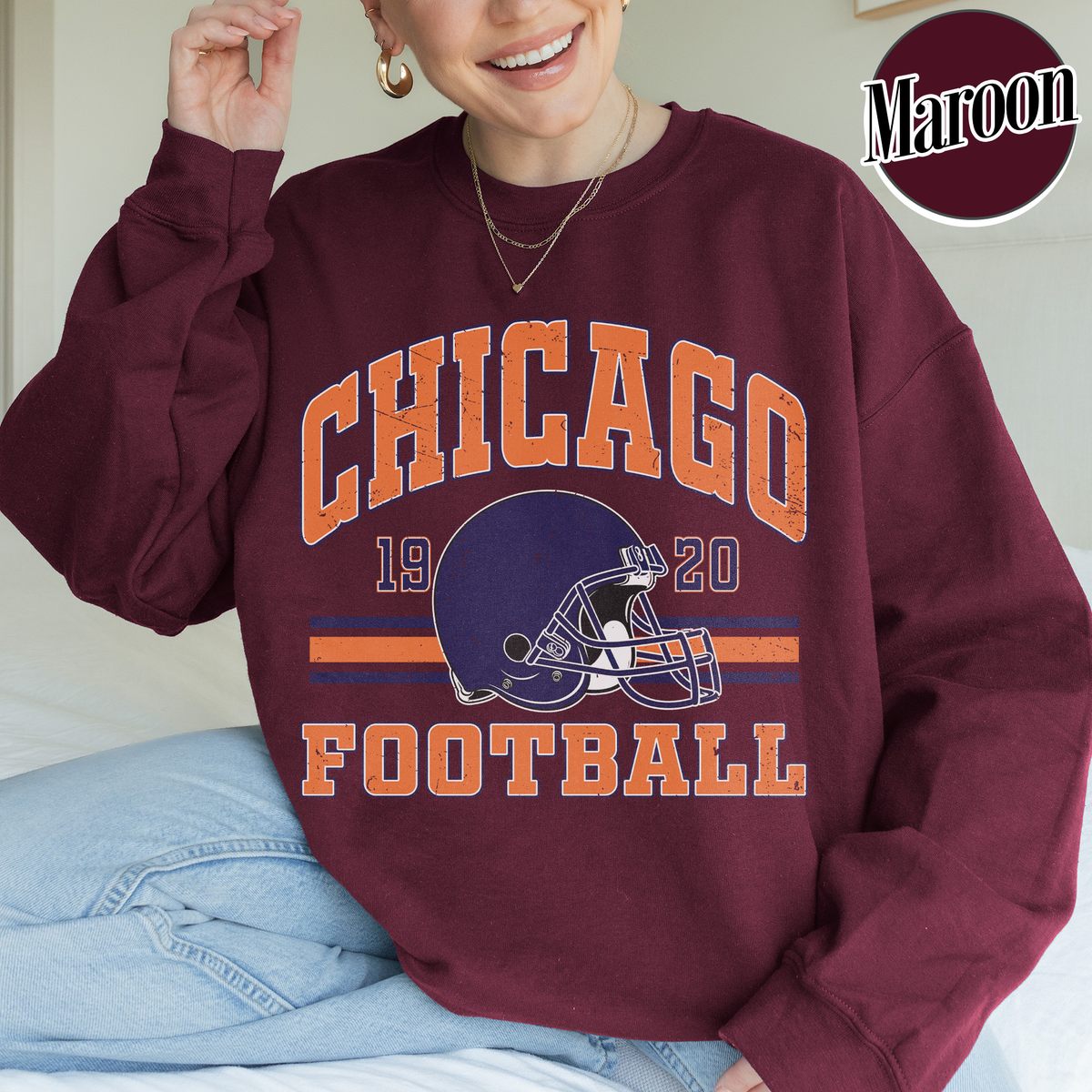 Unisex Chicago football vintage crewneck sweatshirt for men and women