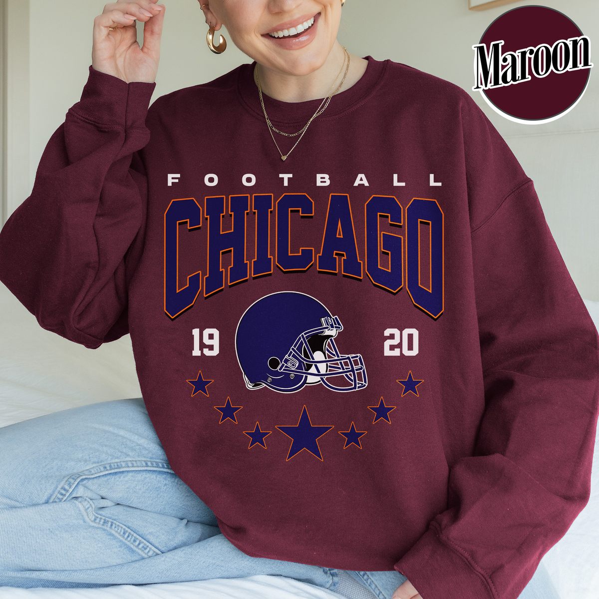 Unisex Chicago football vintage crewneck sweatshirt for men and women