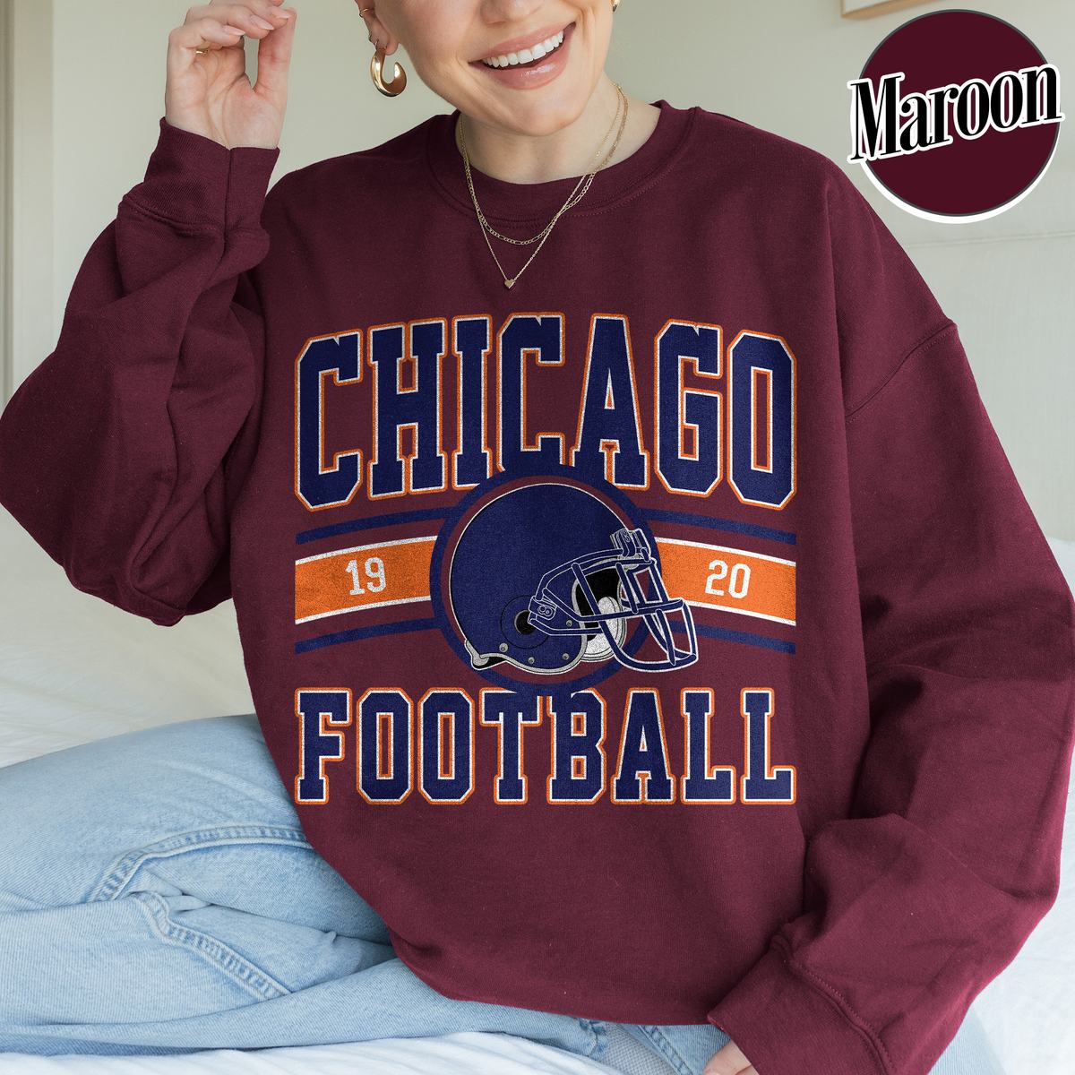 Unisex Chicago football vintage crewneck sweatshirt for men and women