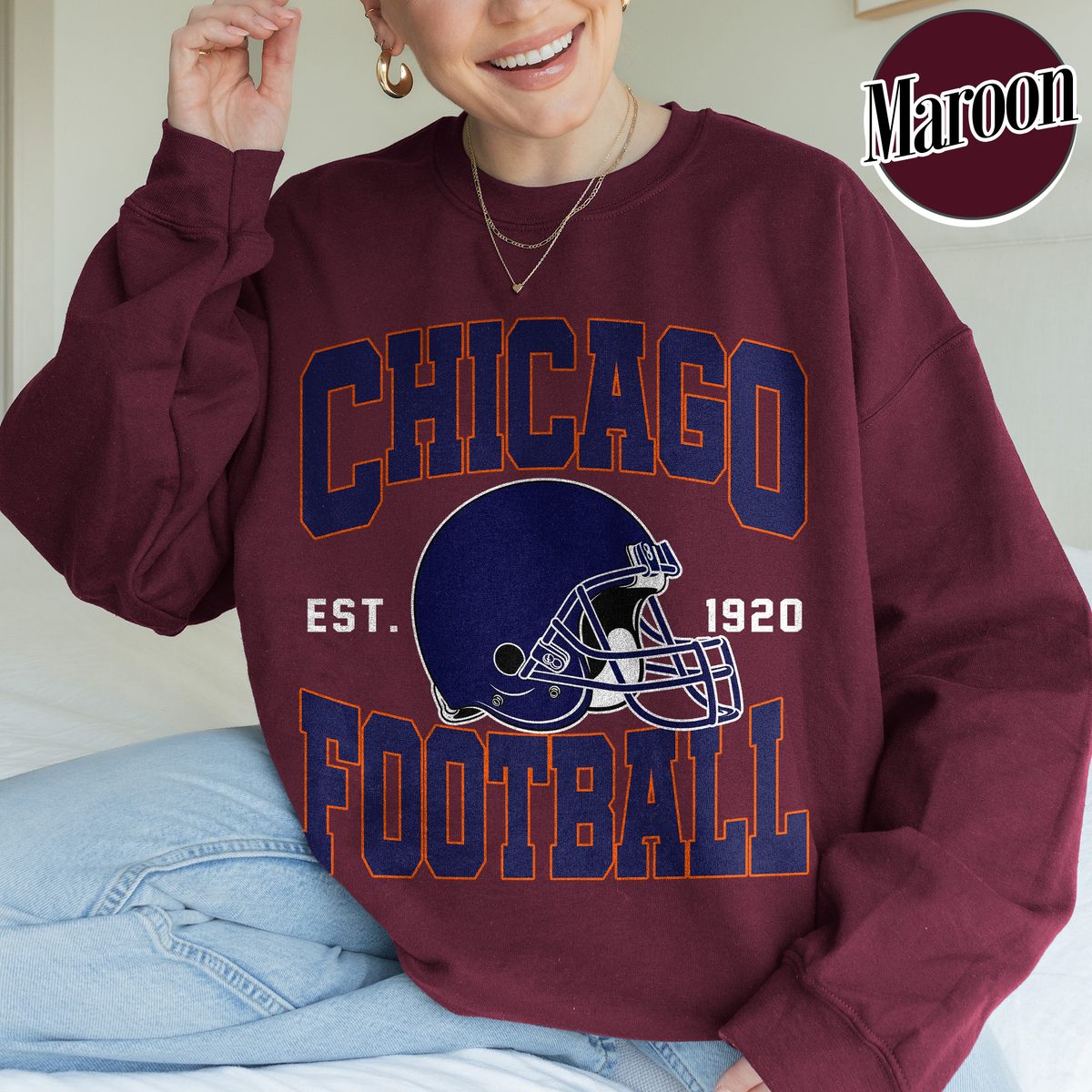 Unisex Chicago football vintage crewneck sweatshirt for men and women