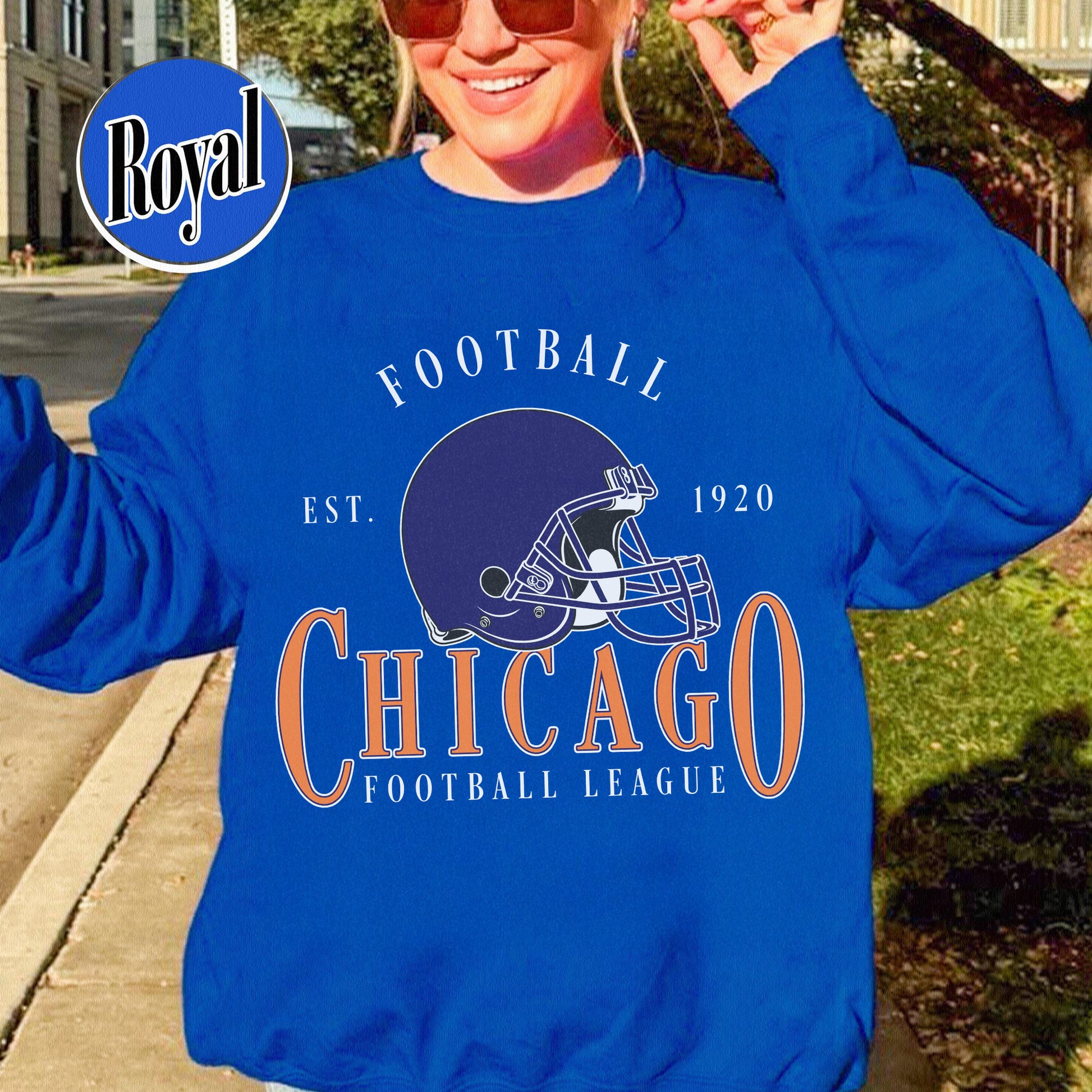 Unisex Chicago football vintage crewneck sweatshirt for men and women