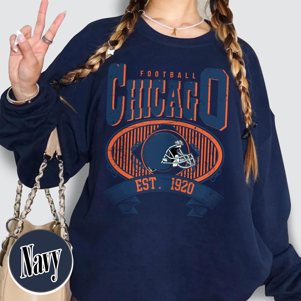 Unisex Chicago football vintage crewneck sweatshirt for men and women