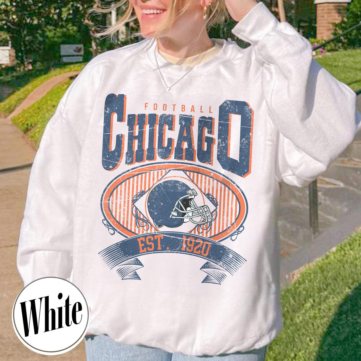 Unisex Chicago football vintage crewneck sweatshirt for men and women