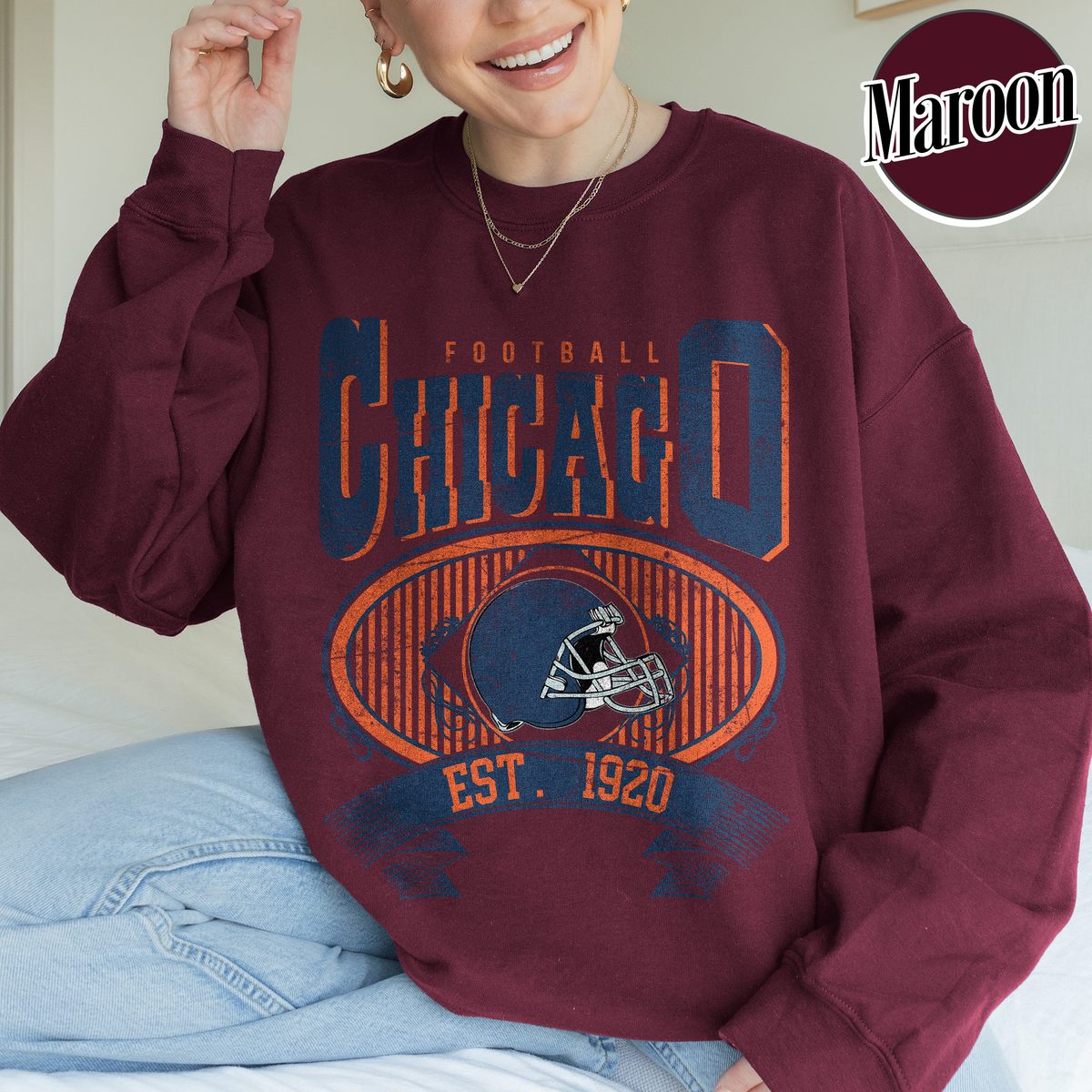 Unisex Chicago football vintage crewneck sweatshirt for men and women
