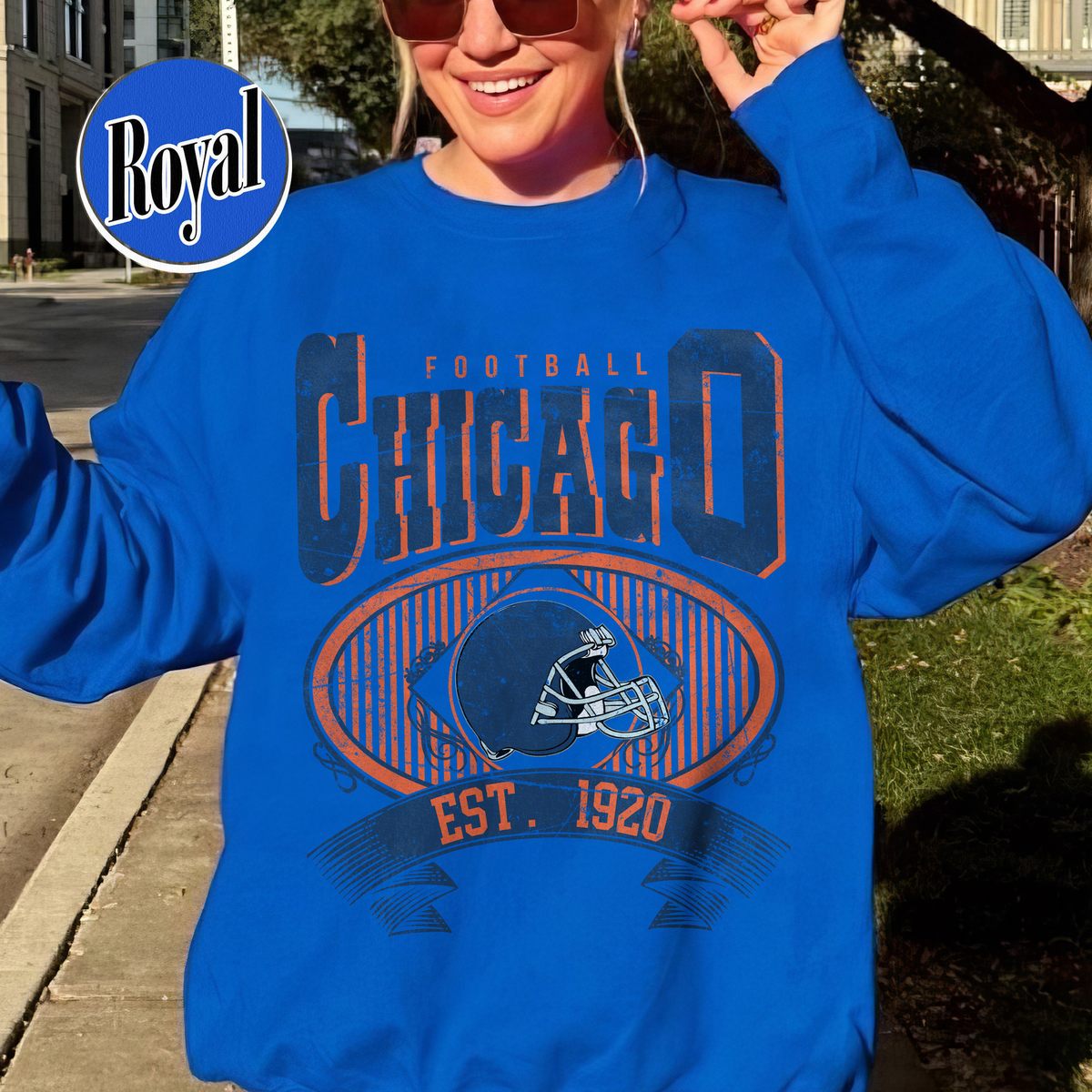 Unisex Chicago football vintage crewneck sweatshirt for men and women