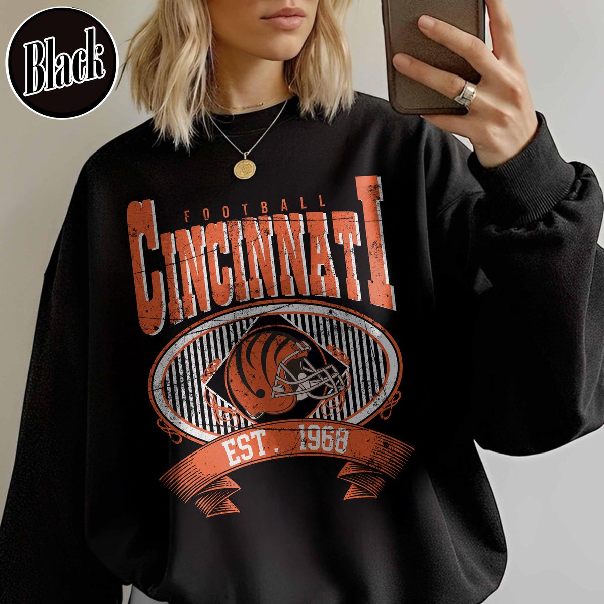 Unisex Cincinnati football vintage crewneck sweatshirt for men and women