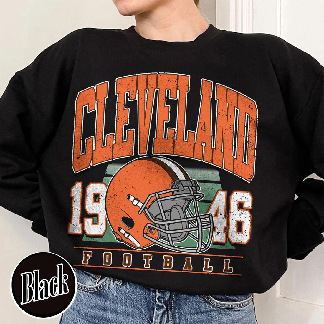 Unisex Cleveland football vintage crewneck sweatshirt for men and women