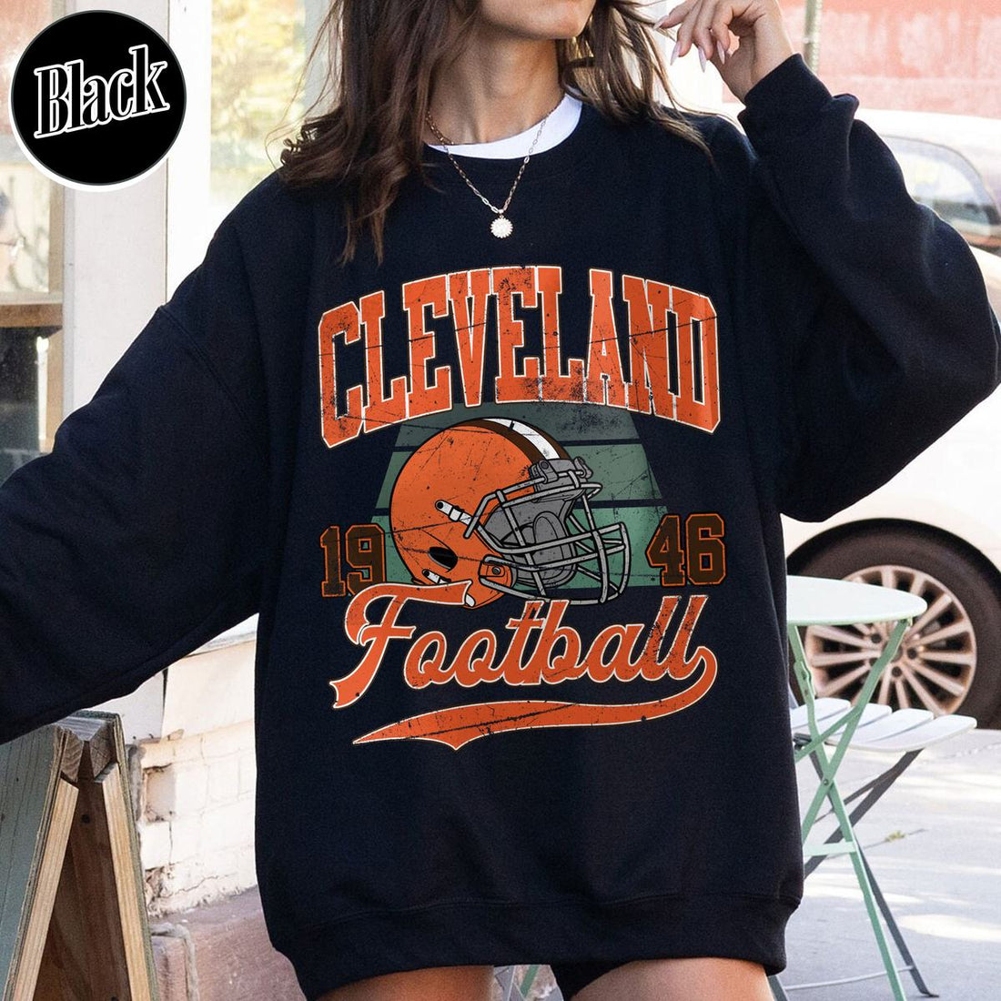 Unisex Cleveland football vintage crewneck sweatshirt for men and women