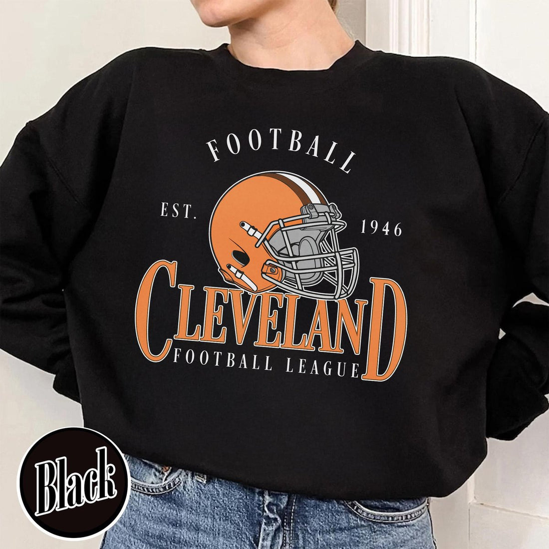 Unisex Cleveland football vintage crewneck sweatshirt for men and women