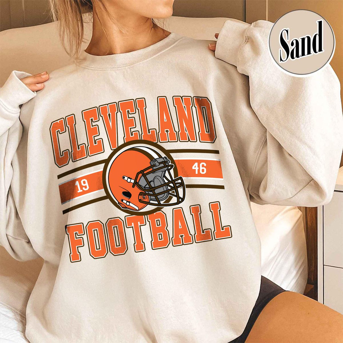 Unisex Cleveland football vintage crewneck sweatshirt for men and women