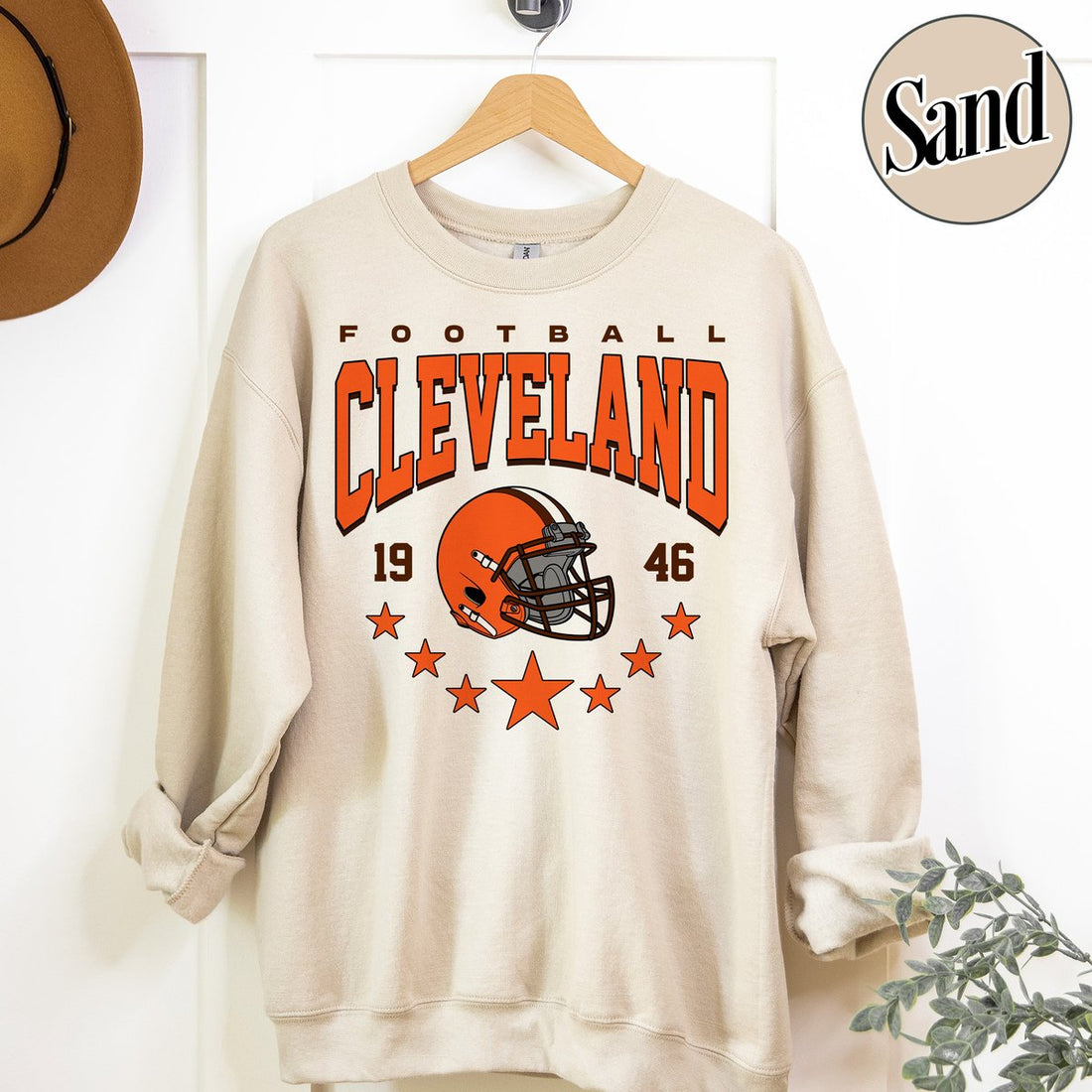 Unisex Cleveland football vintage crewneck sweatshirt for men and women