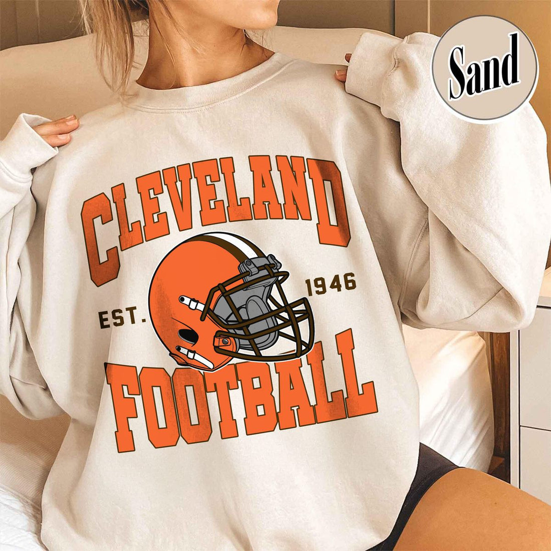 Unisex Cleveland football vintage crewneck sweatshirt for men and women