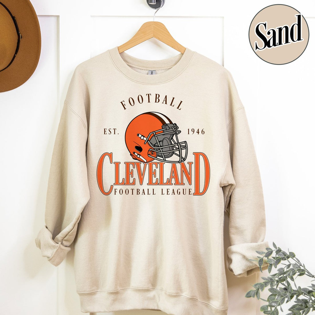 Unisex Cleveland football vintage crewneck sweatshirt for men and women