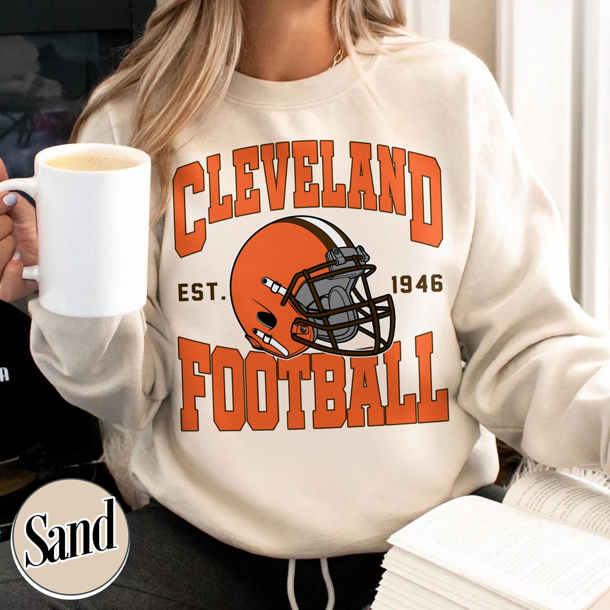 Unisex Cleveland football vintage crewneck sweatshirt for men and women