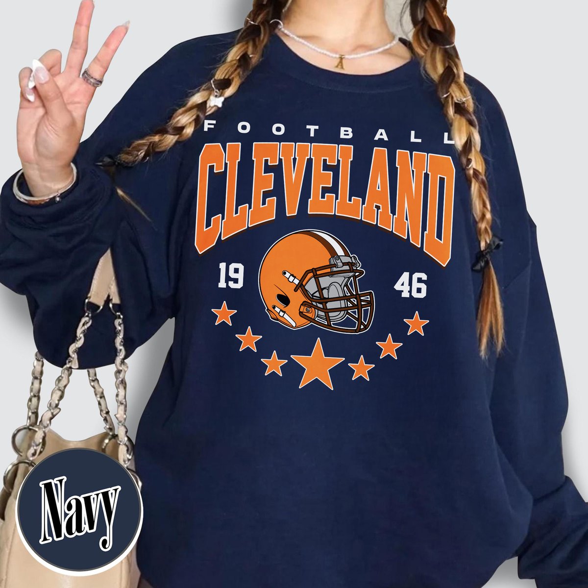 Unisex Cleveland football vintage crewneck sweatshirt for men and women