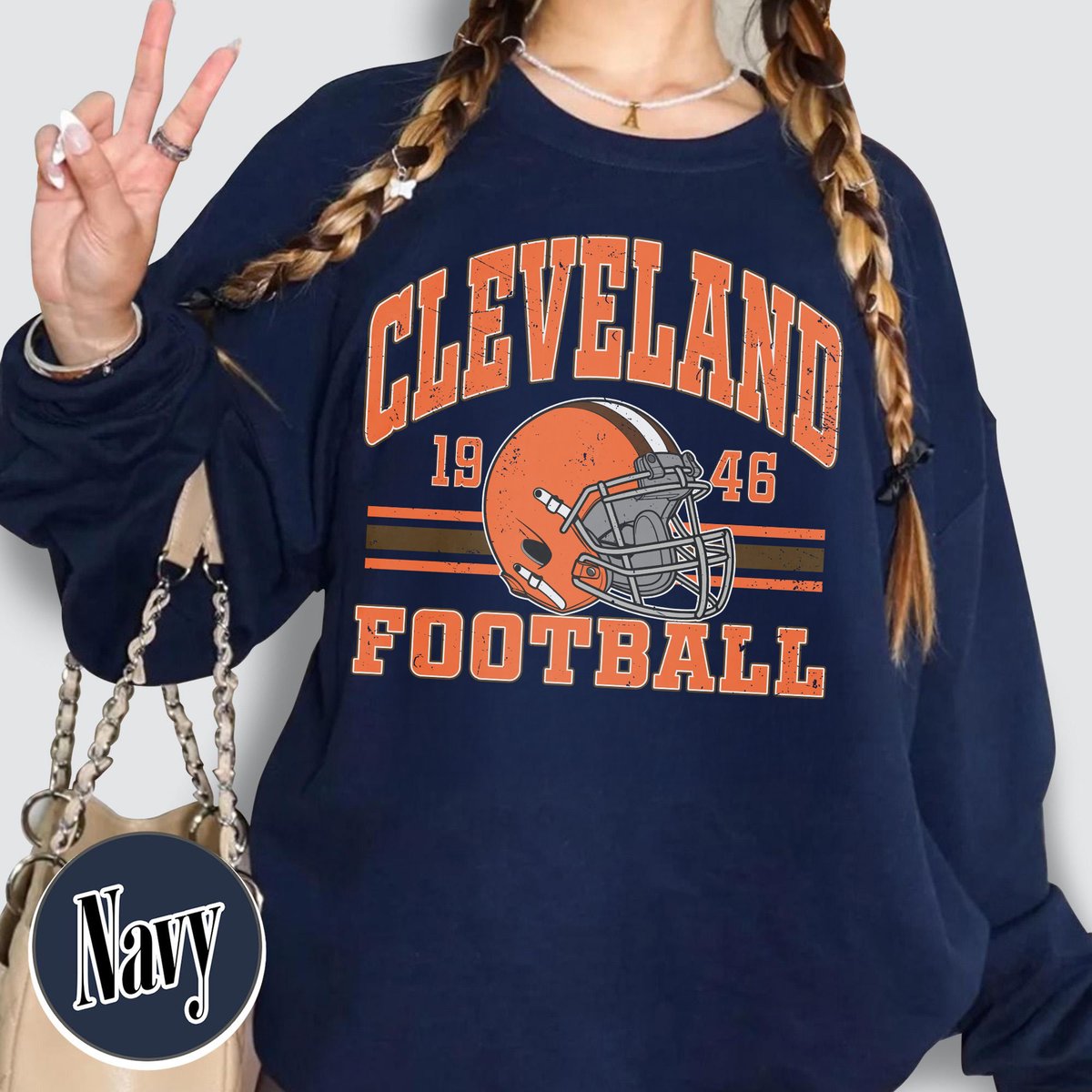 Unisex Cleveland football vintage crewneck sweatshirt for men and women