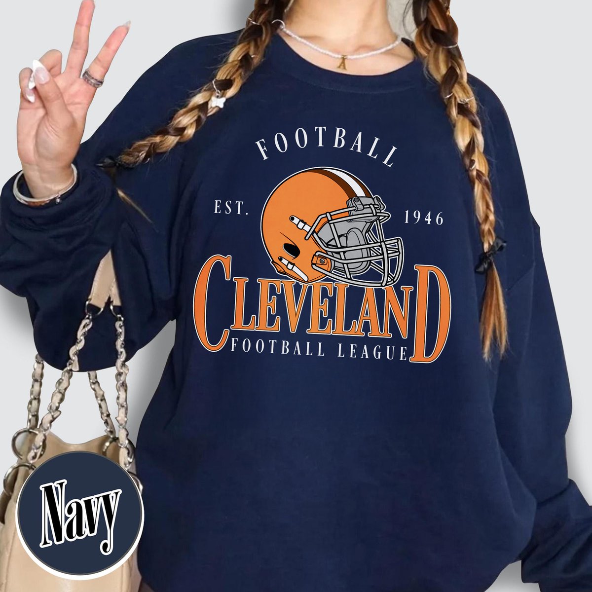 Unisex Cleveland football vintage crewneck sweatshirt for men and women