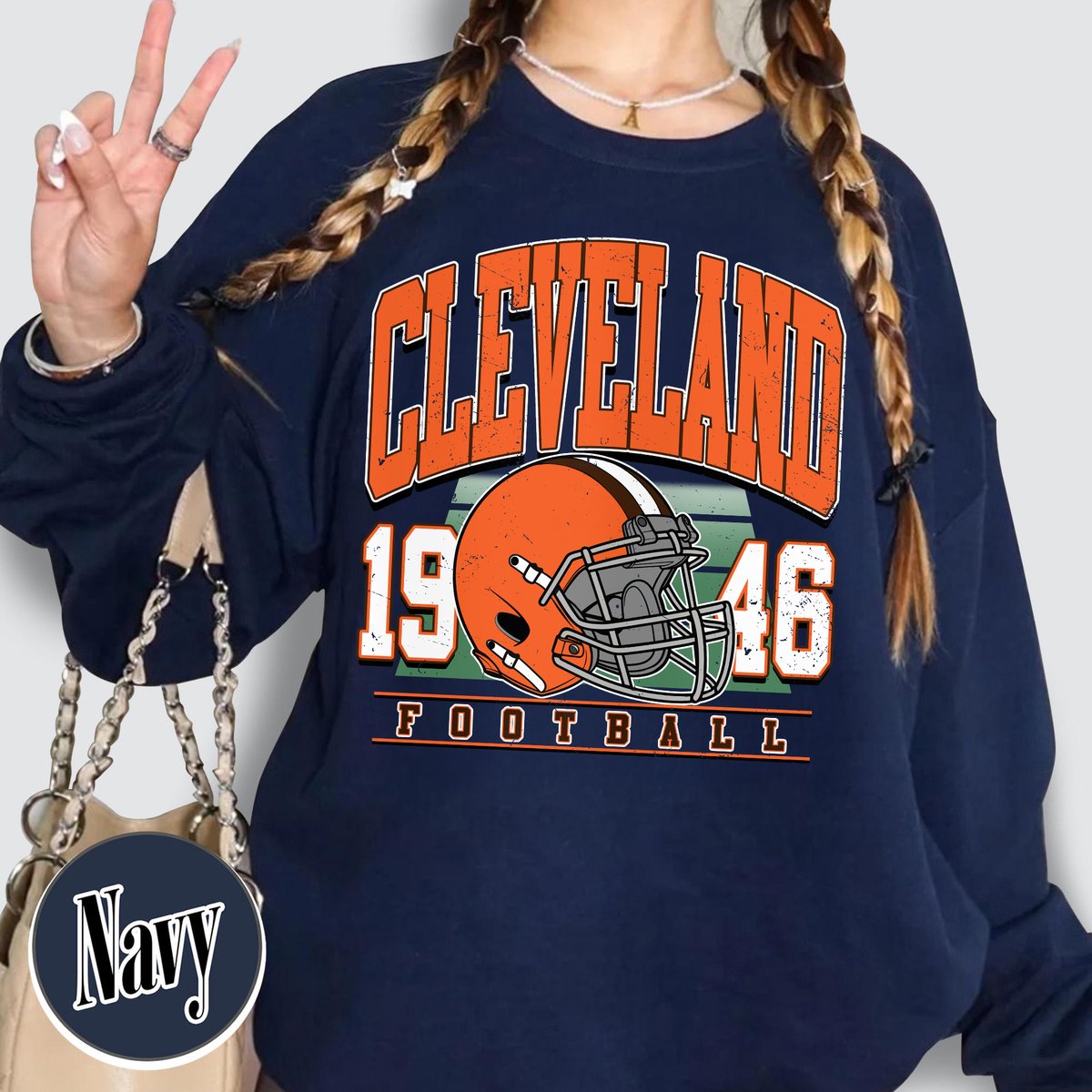 Unisex Cleveland football vintage crewneck sweatshirt for men and women