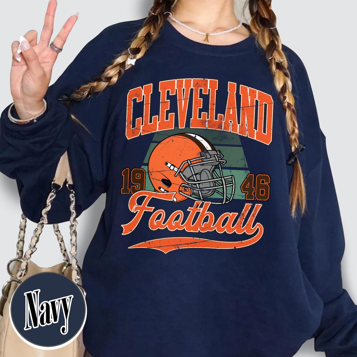 Unisex Cleveland football vintage crewneck sweatshirt for men and women