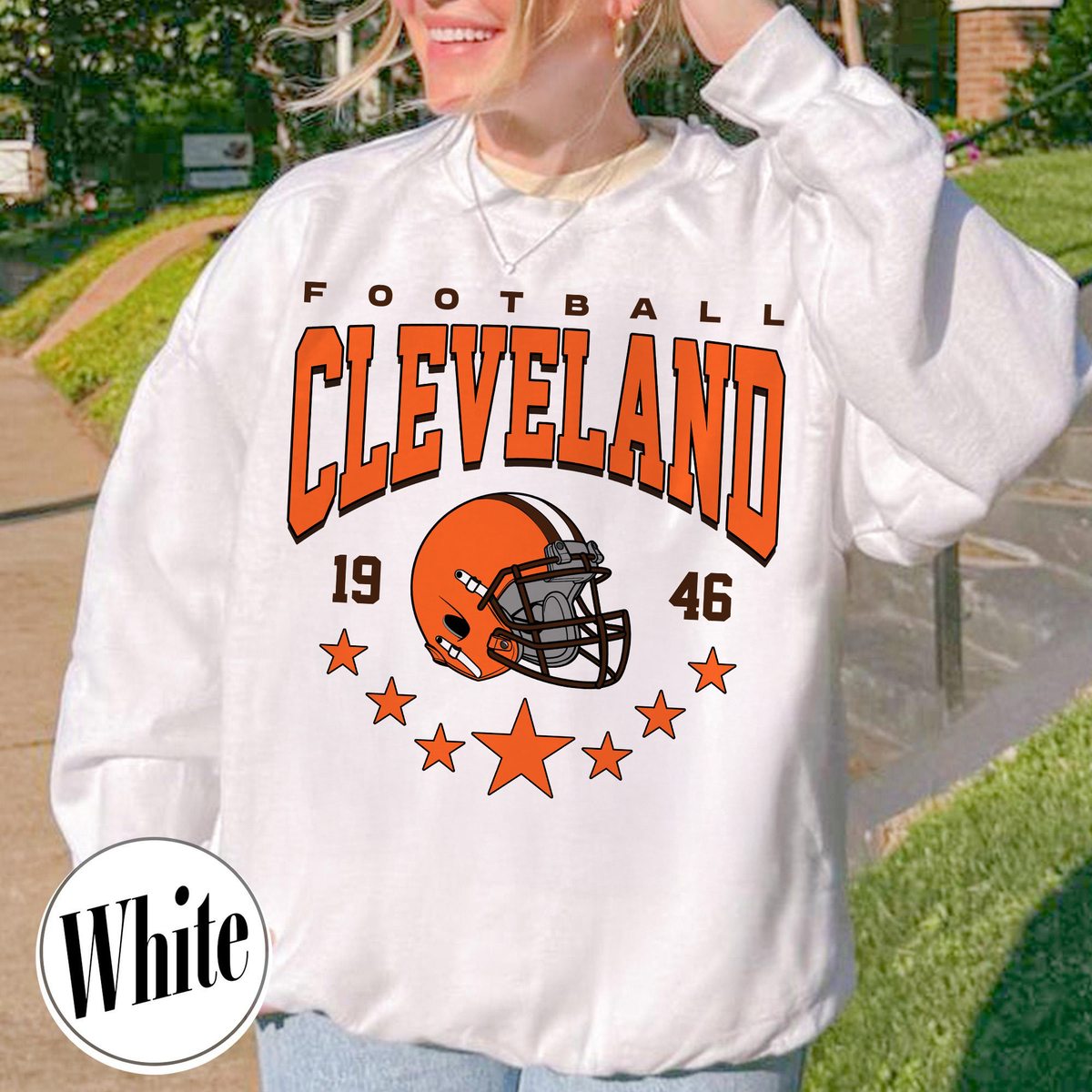 Unisex Cleveland football vintage crewneck sweatshirt for men and women