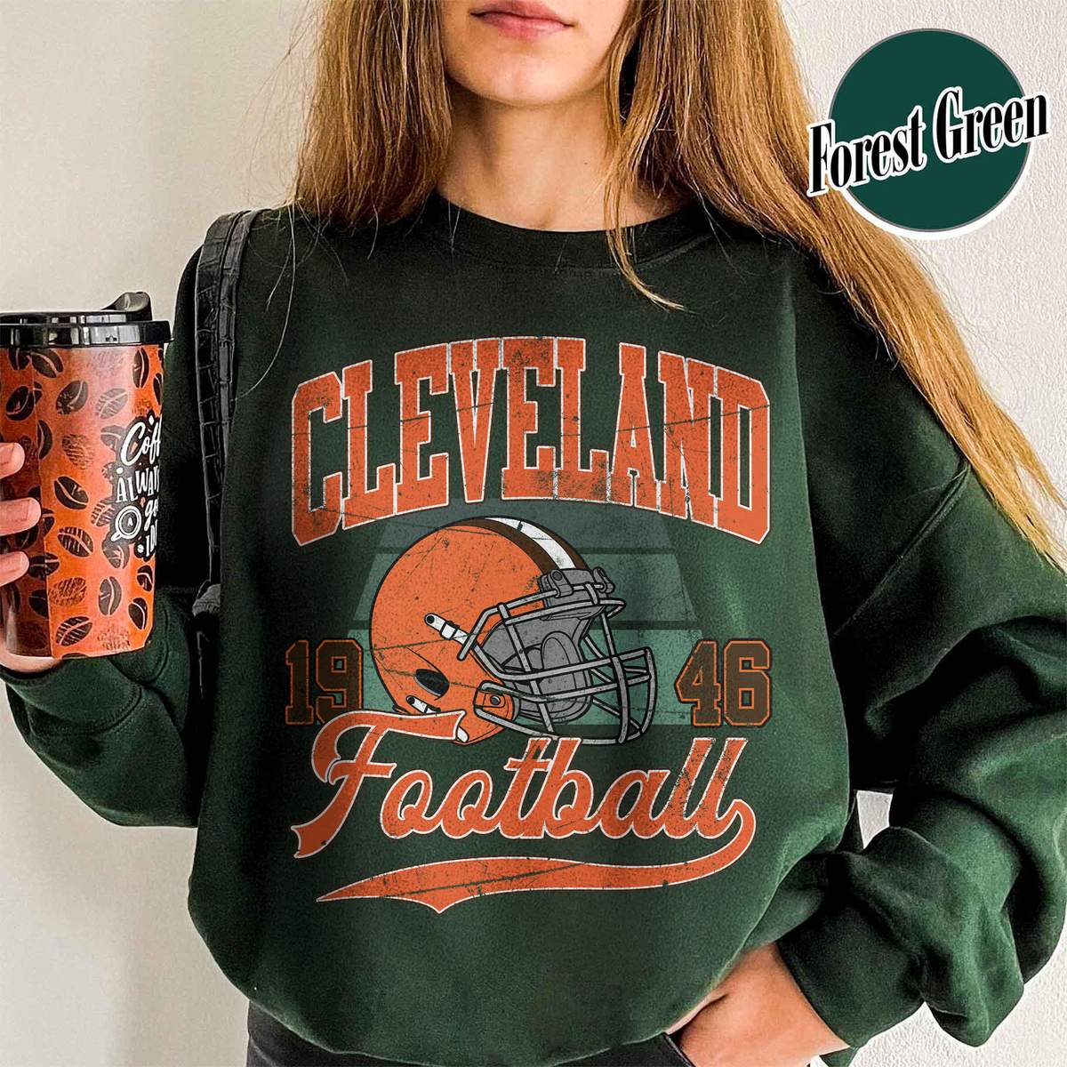 Unisex Cleveland football vintage crewneck sweatshirt for men and women