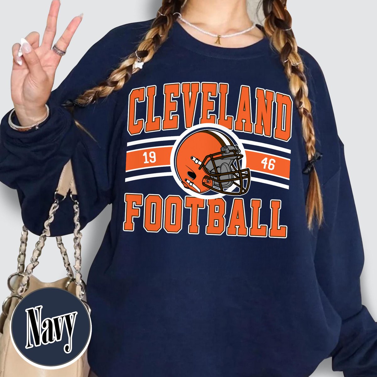 Unisex Cleveland football vintage crewneck sweatshirt for men and women