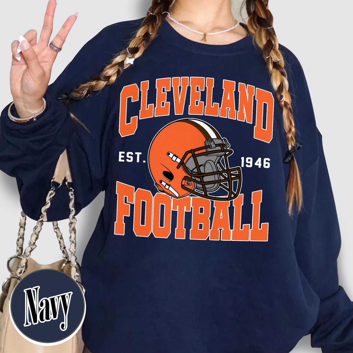 Unisex Cleveland football vintage crewneck sweatshirt for men and women