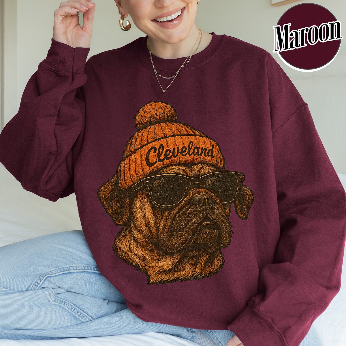 Unisex Cleveland football vintage crewneck sweatshirt for men and women