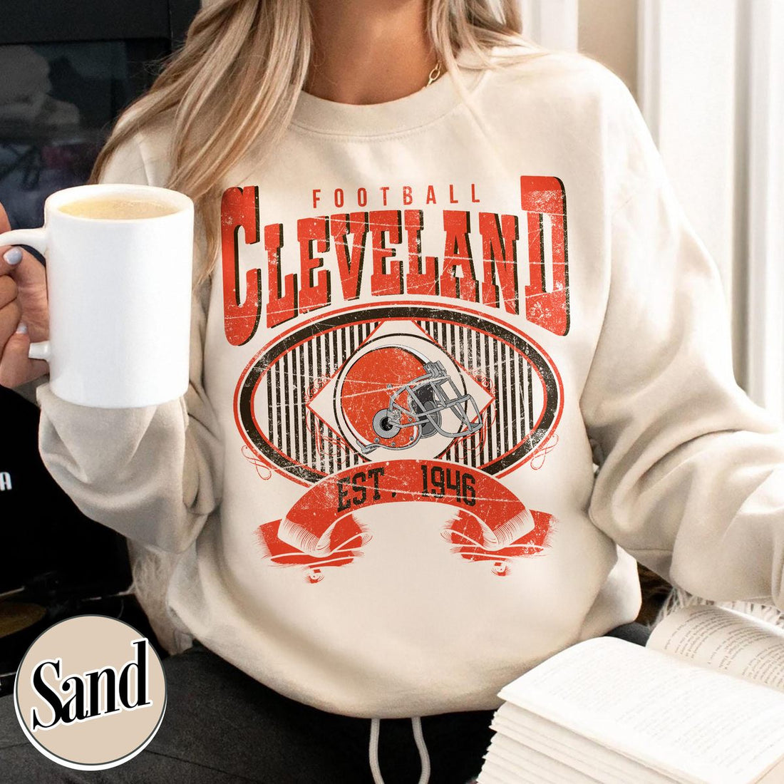 Unisex Cleveland football vintage crewneck sweatshirt for men and women