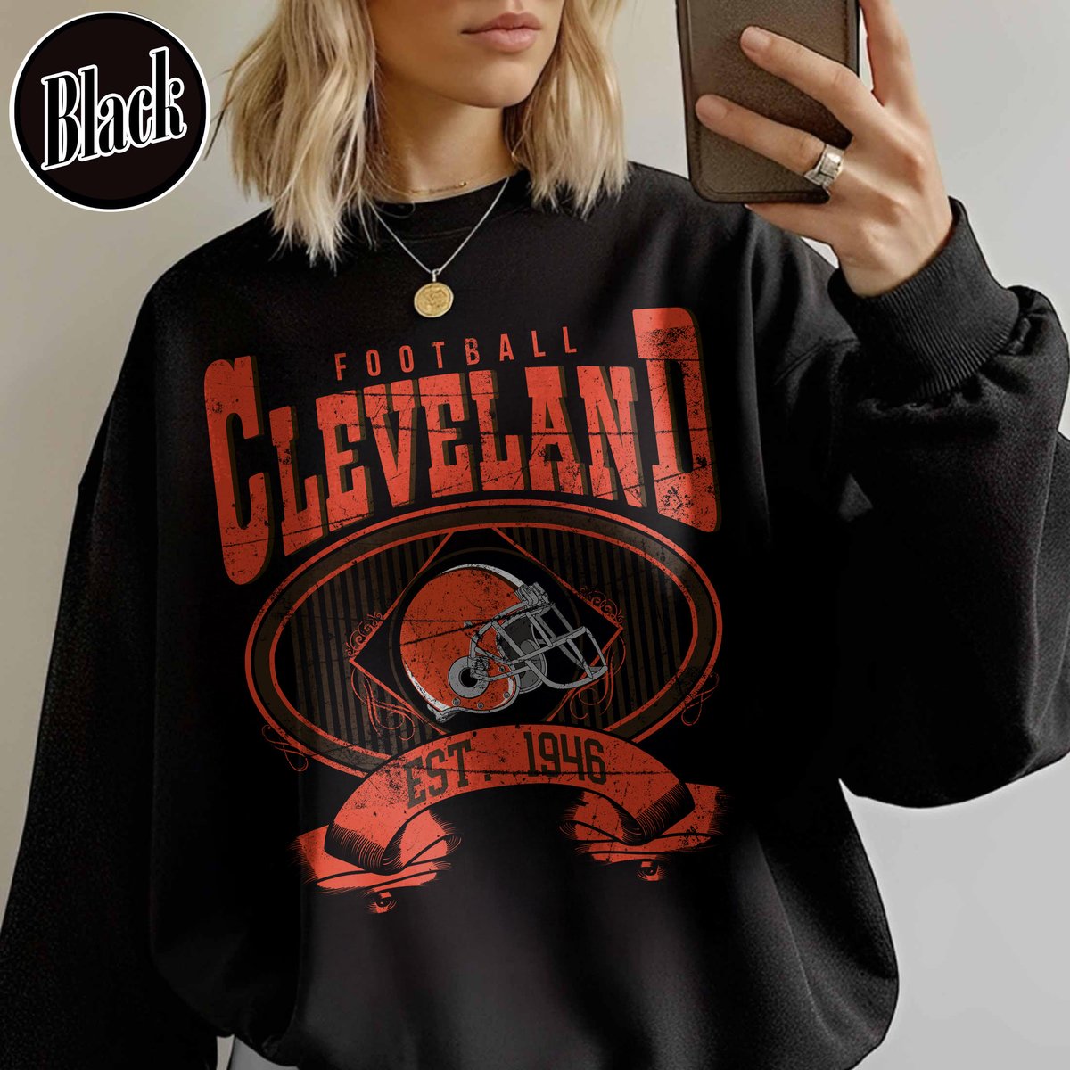 Unisex Cleveland football vintage crewneck sweatshirt for men and women