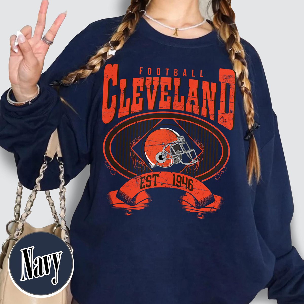 Unisex Cleveland football vintage crewneck sweatshirt for men and women