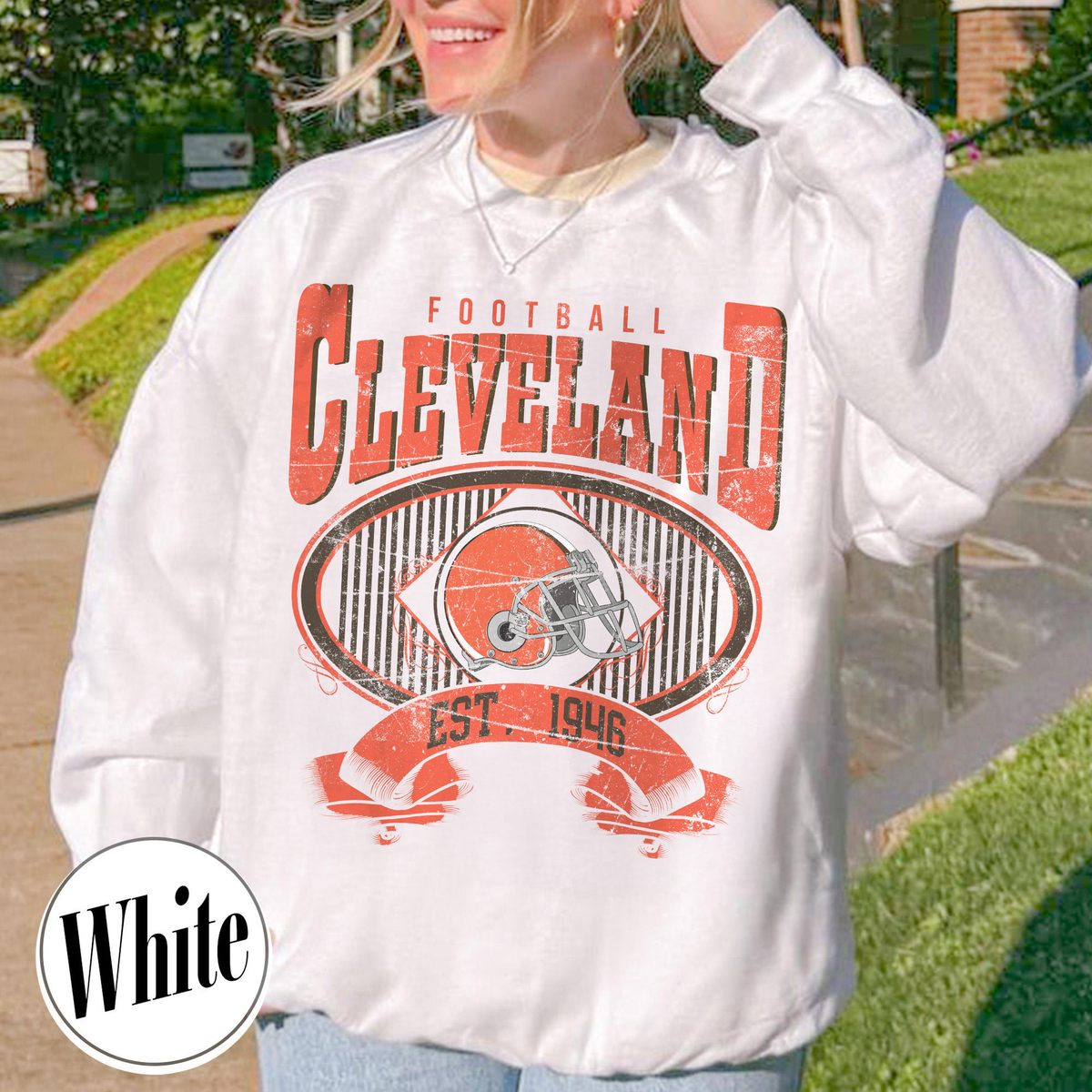 Unisex Cleveland football vintage crewneck sweatshirt for men and women
