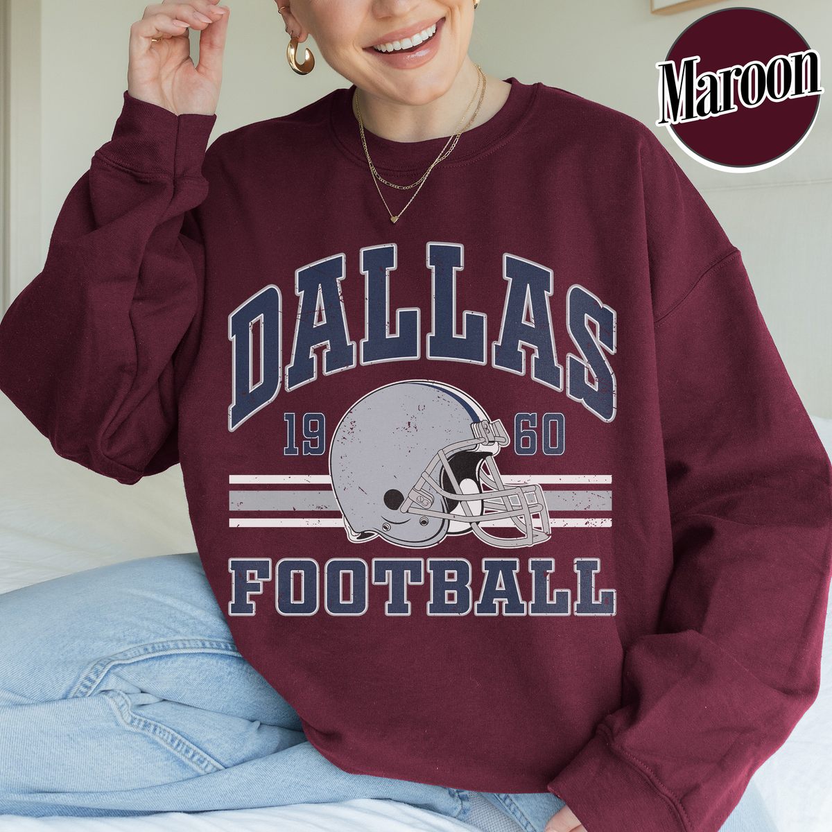 Unisex Dallas football vintage crewneck sweatshirt for men and women