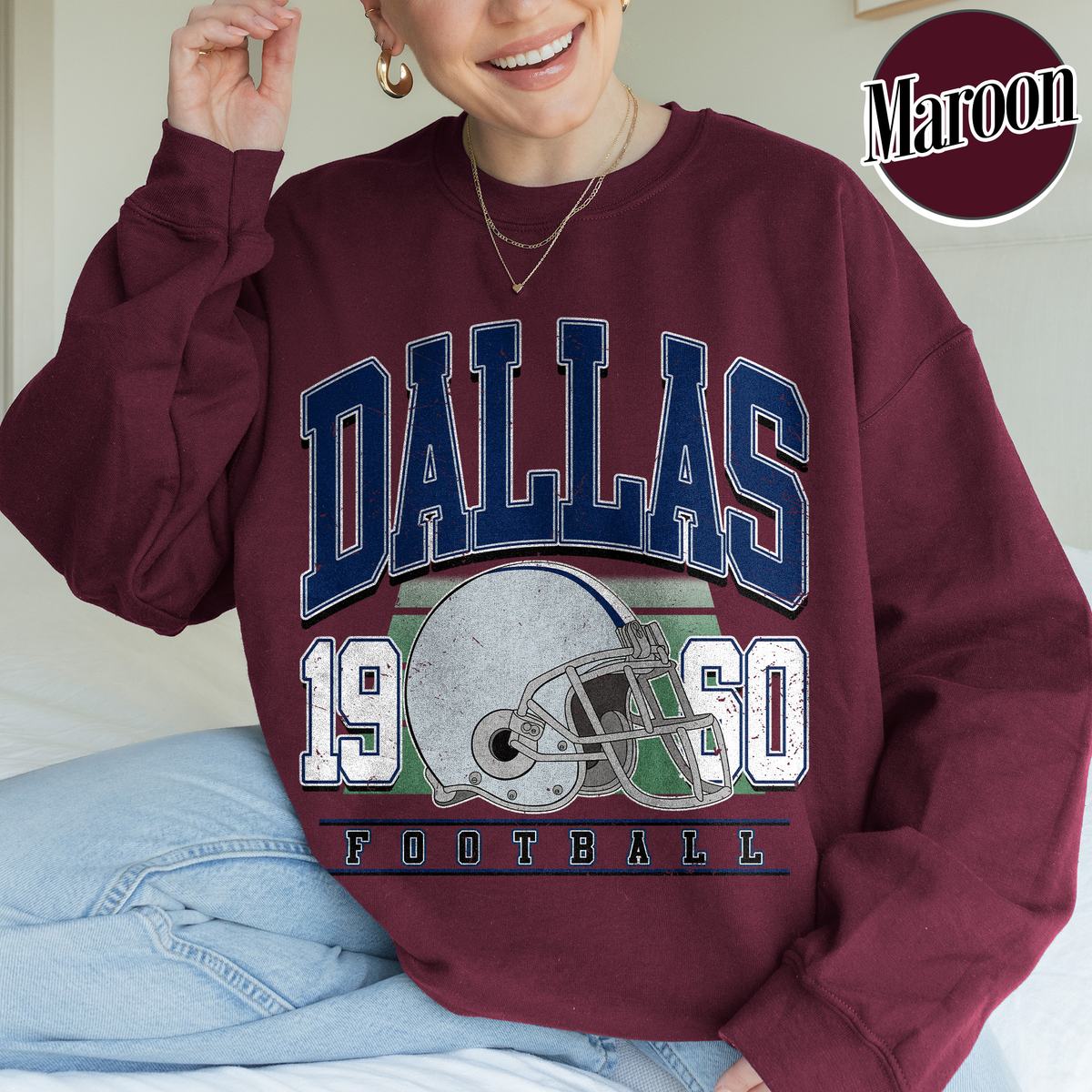 Unisex Dallas football vintage crewneck sweatshirt for men and women