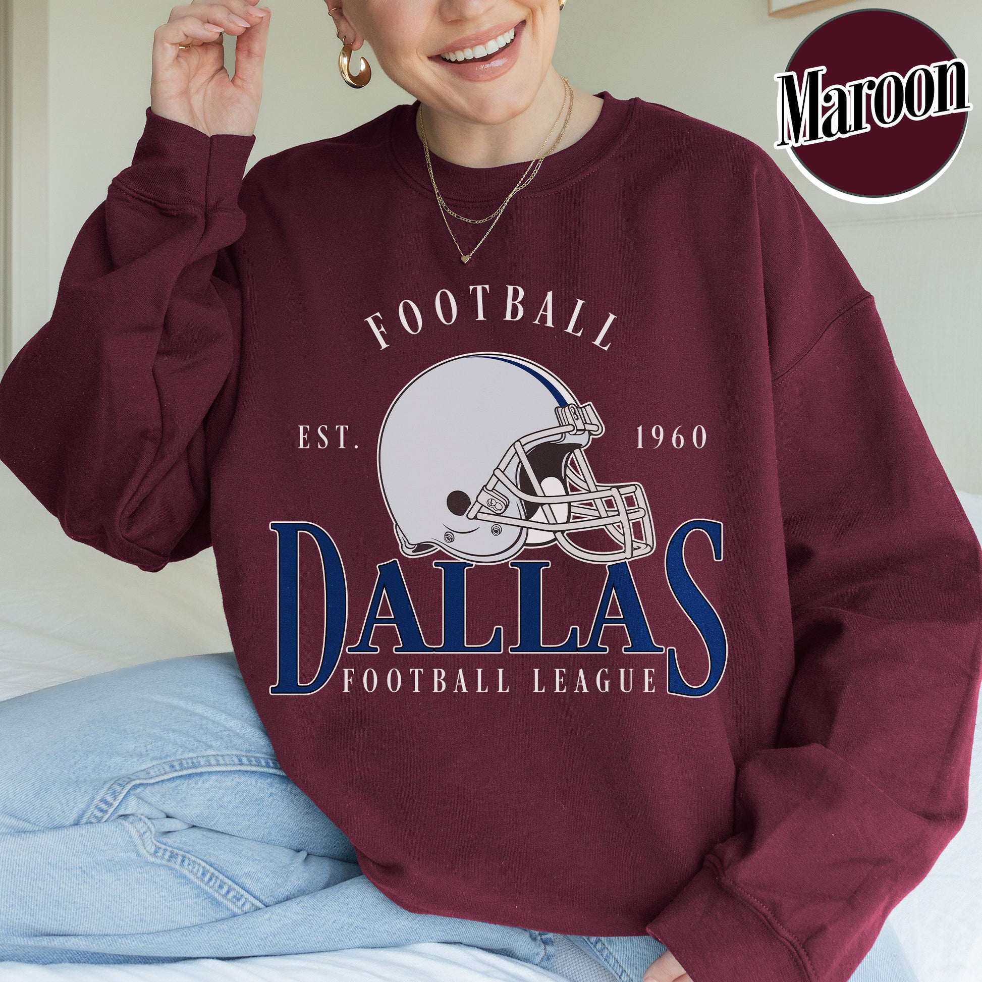 Unisex Dallas football vintage crewneck sweatshirt for men and women