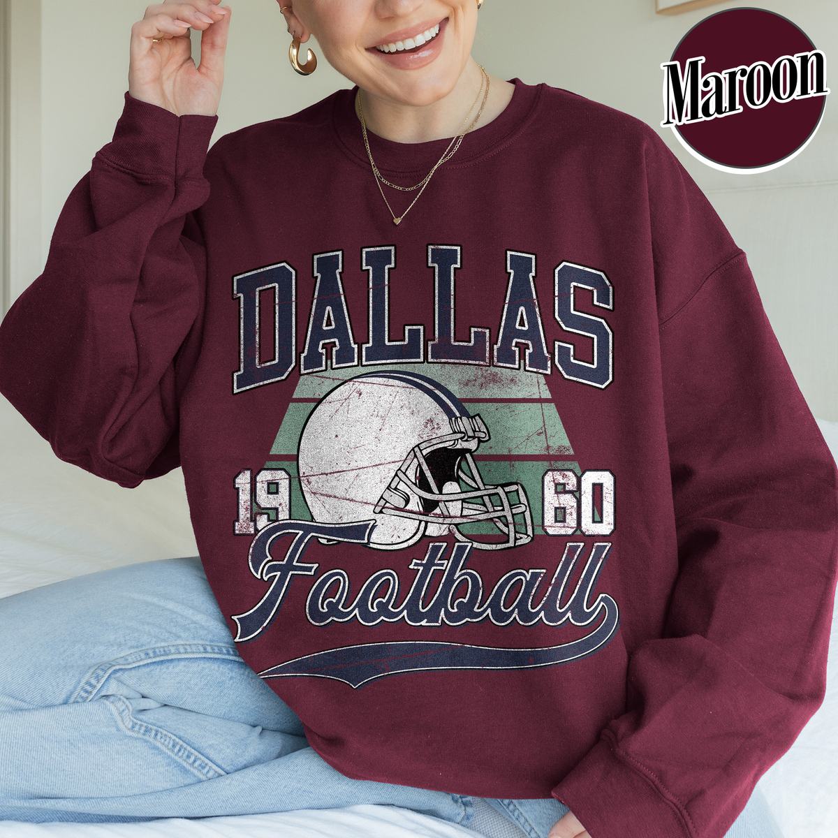 Unisex Dallas football vintage crewneck sweatshirt for men and women